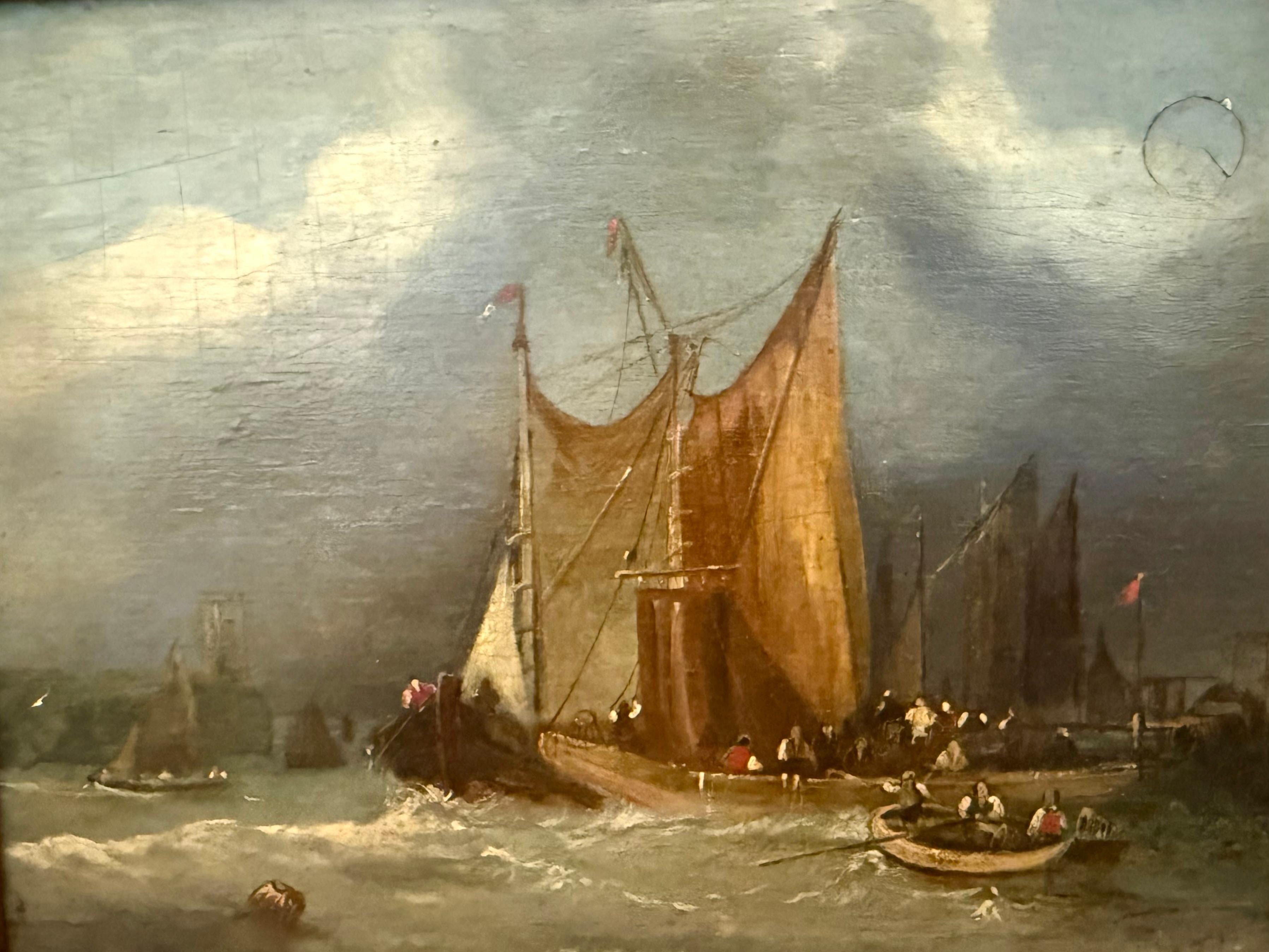 Veleros en Velada por la costa - Painting de Johannes Koekkoek