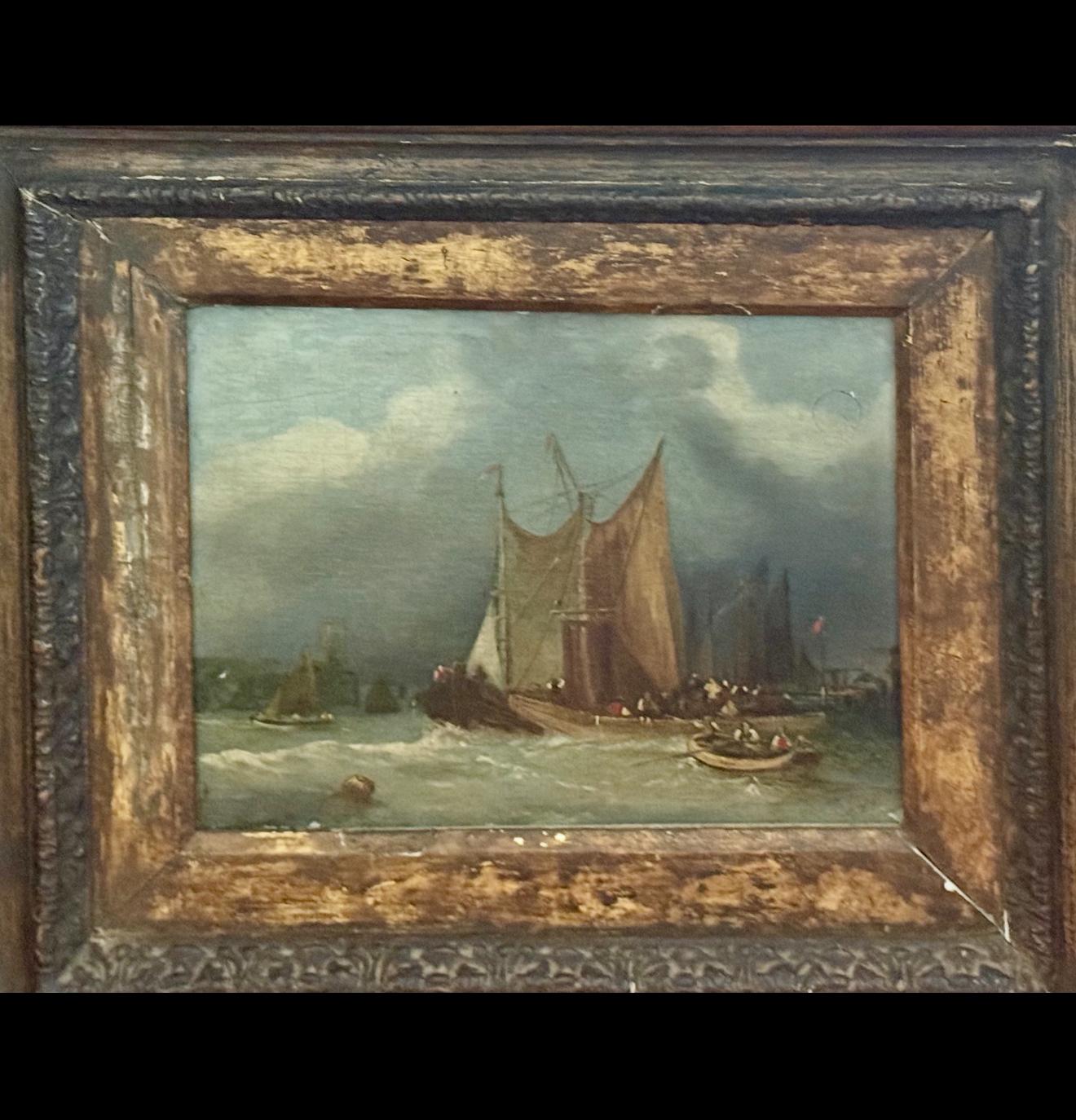 Landscape Painting de Johannes Koekkoek - Veleros en Velada por la costa