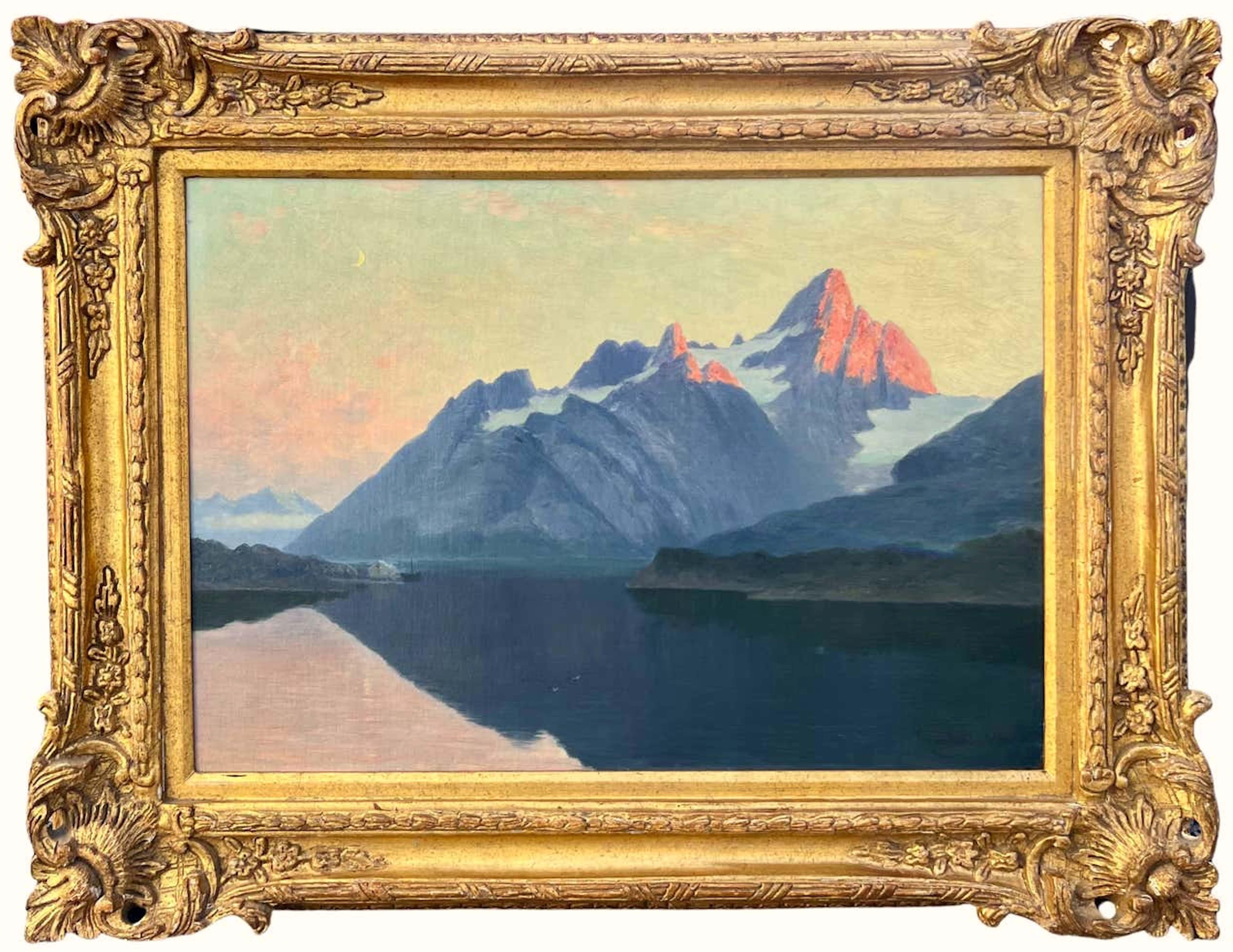 Landscape Painting Johannes M. Grimelund - Raftsund Dans Les Isles De Lofoten