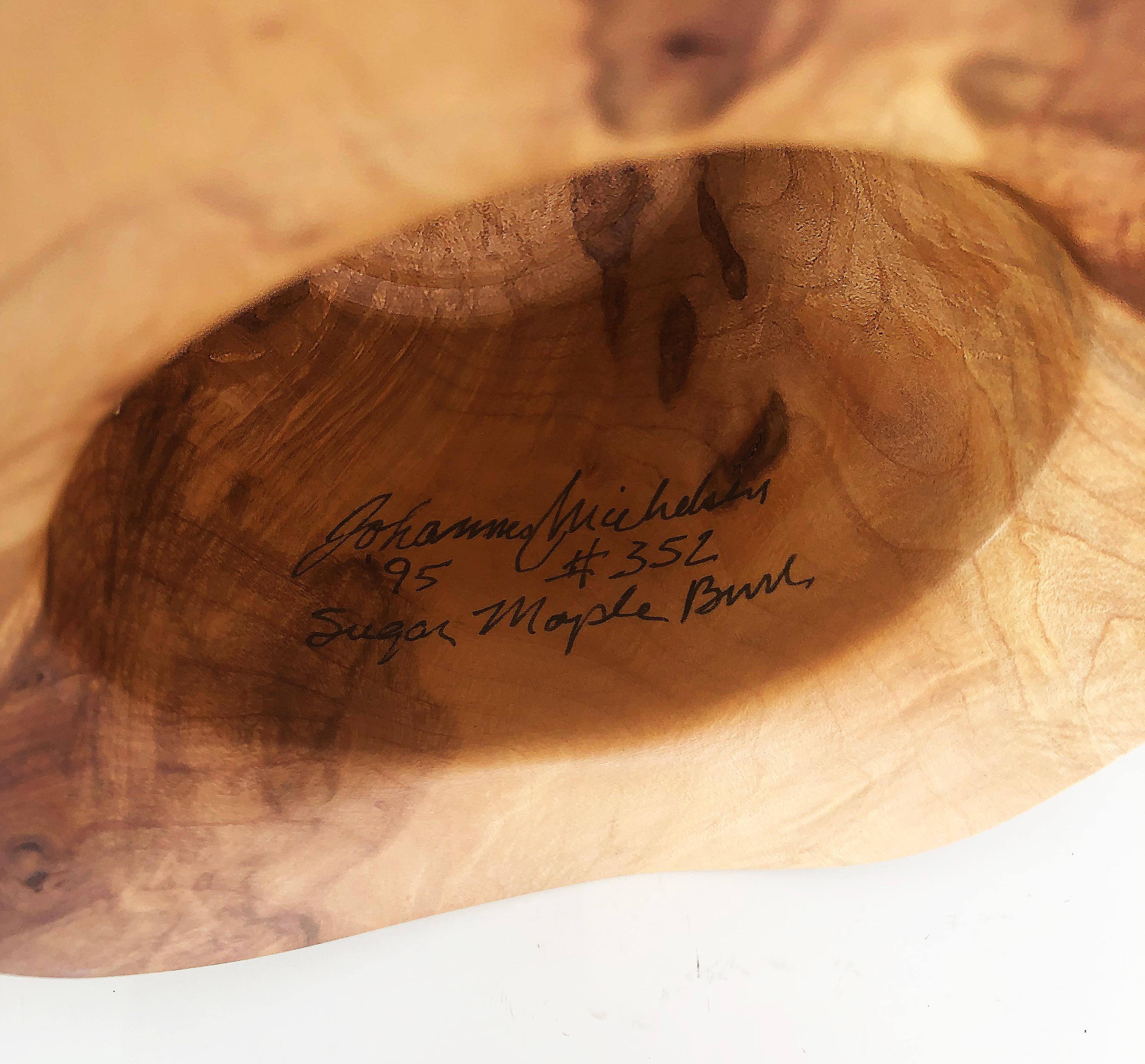 20th Century Johannes Michelsen Turned Pair of Wood Hats on Stands, Signed and Dated