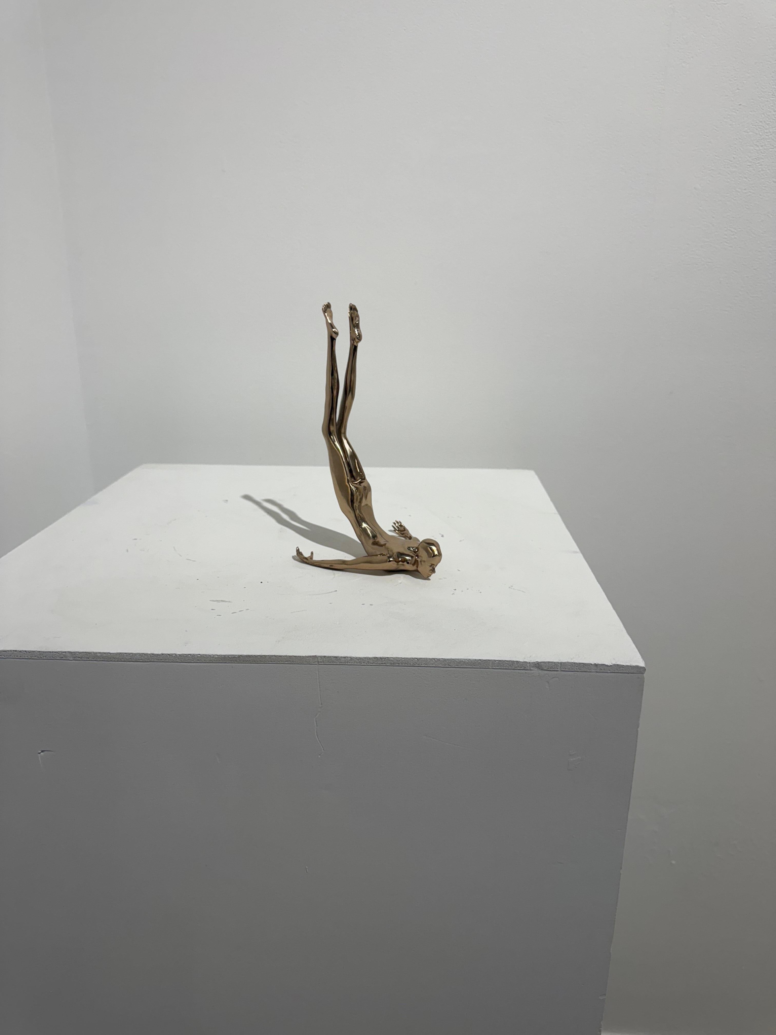 Daydreamer - Gold Figurative Sculpture by Johannes Nielsen