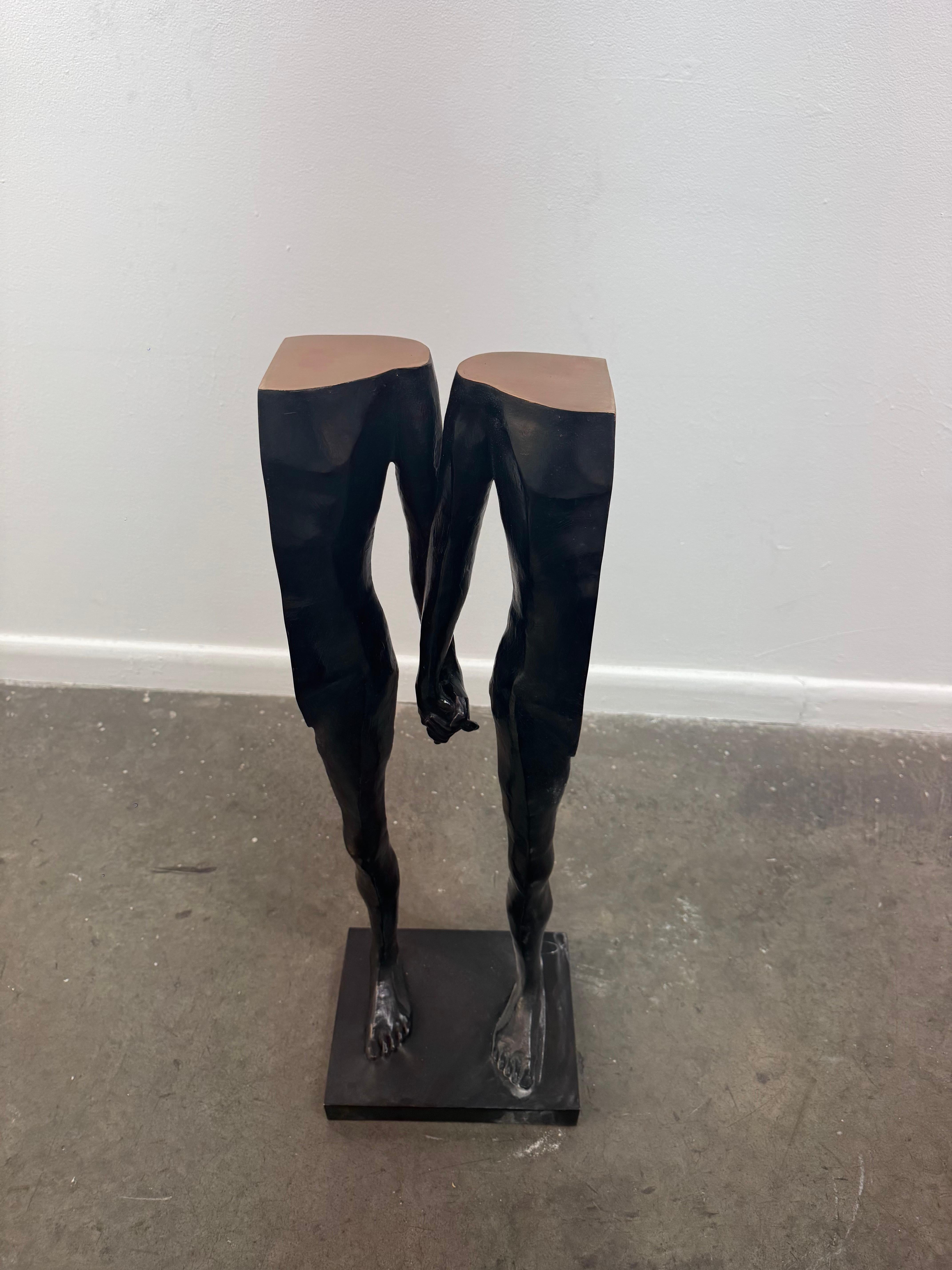 The Edge of Silence (Study) - Gold Figurative Sculpture by Johannes Nielsen