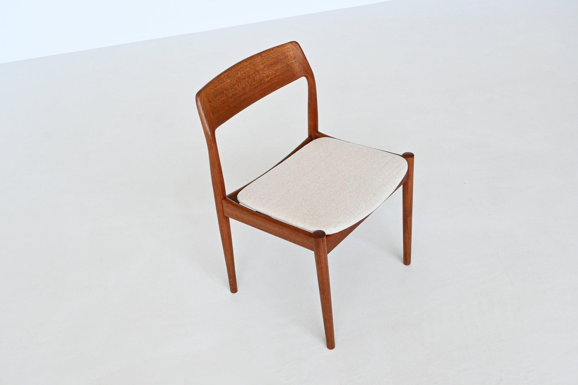 Johannes Norgaard dining chairs in teak and wool Denmark 1963 6