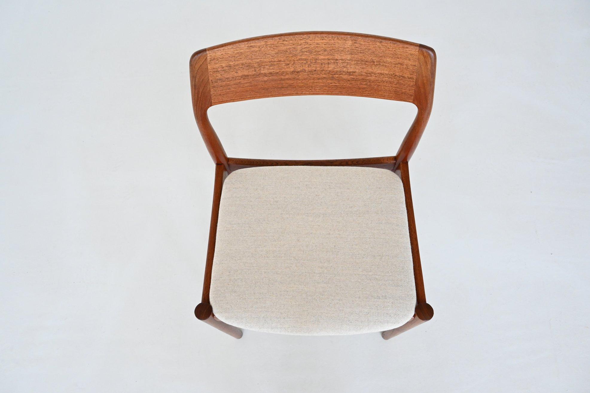 Johannes Norgaard dining chairs in teak and wool Denmark 1963 7