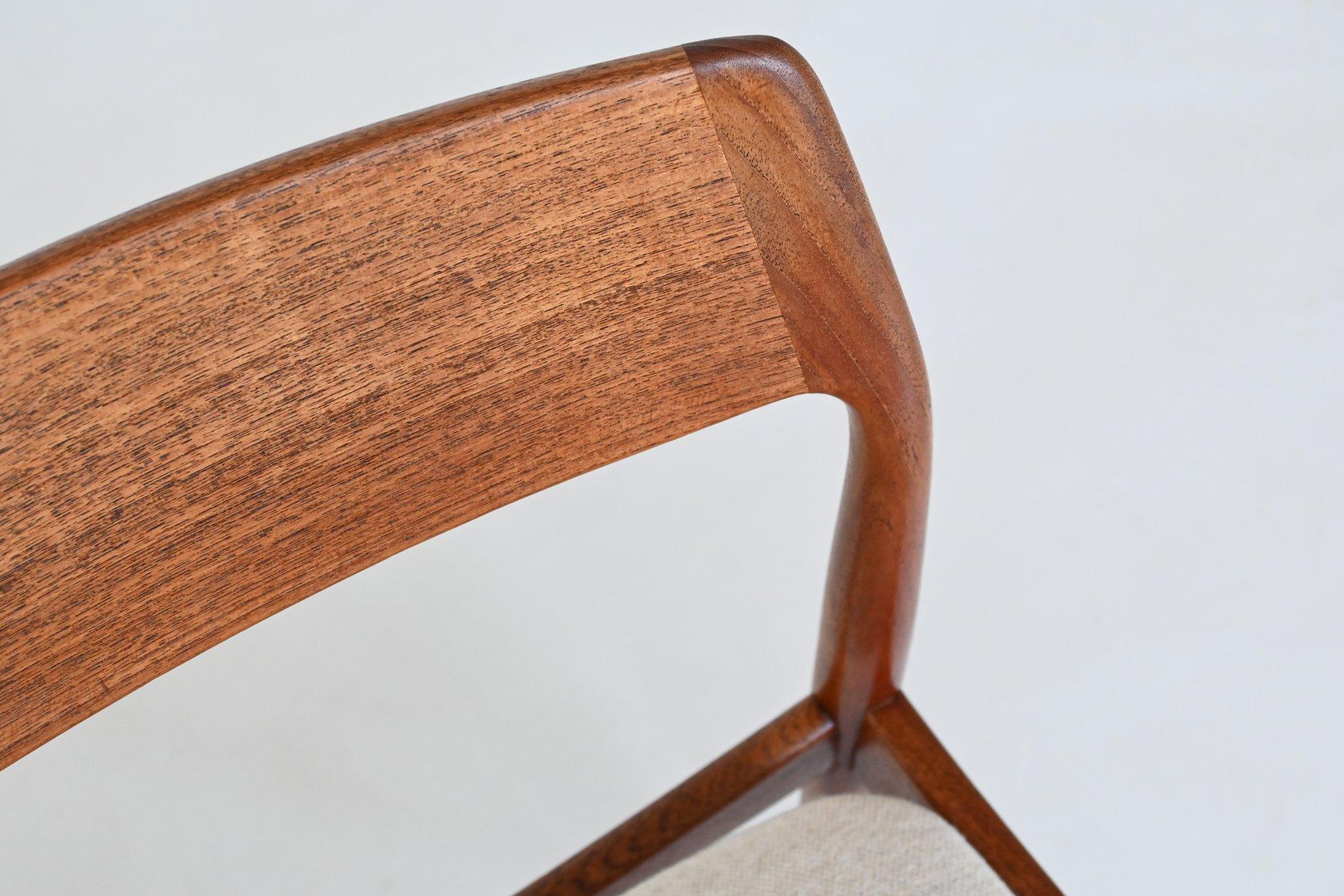 Johannes Norgaard dining chairs in teak and wool Denmark 1963 9