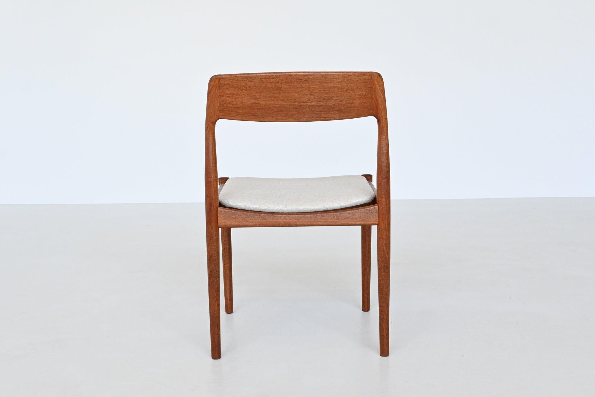 Johannes Norgaard dining chairs in teak and wool Denmark 1963 12