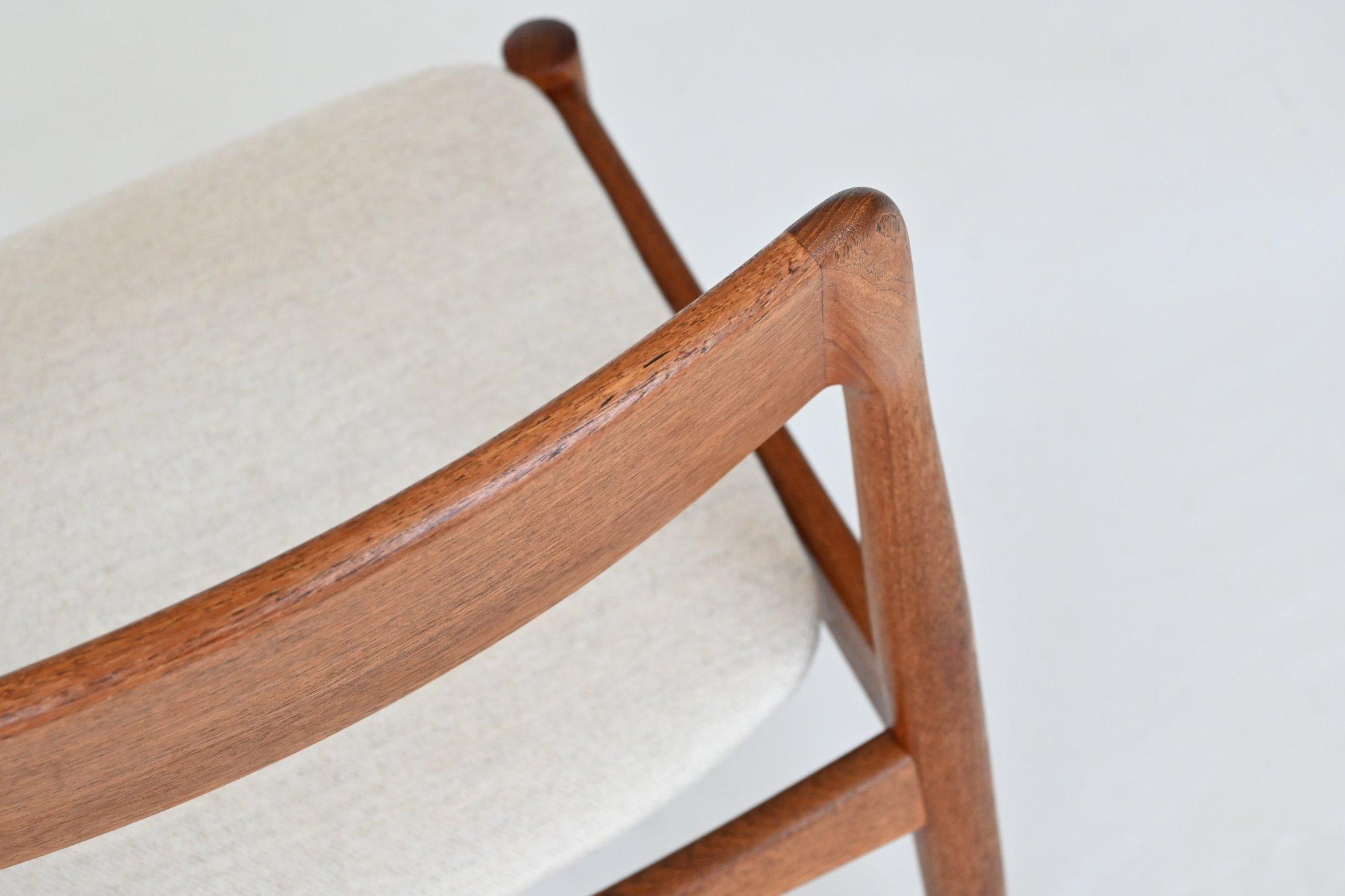 Johannes Norgaard dining chairs in teak and wool Denmark 1963 13
