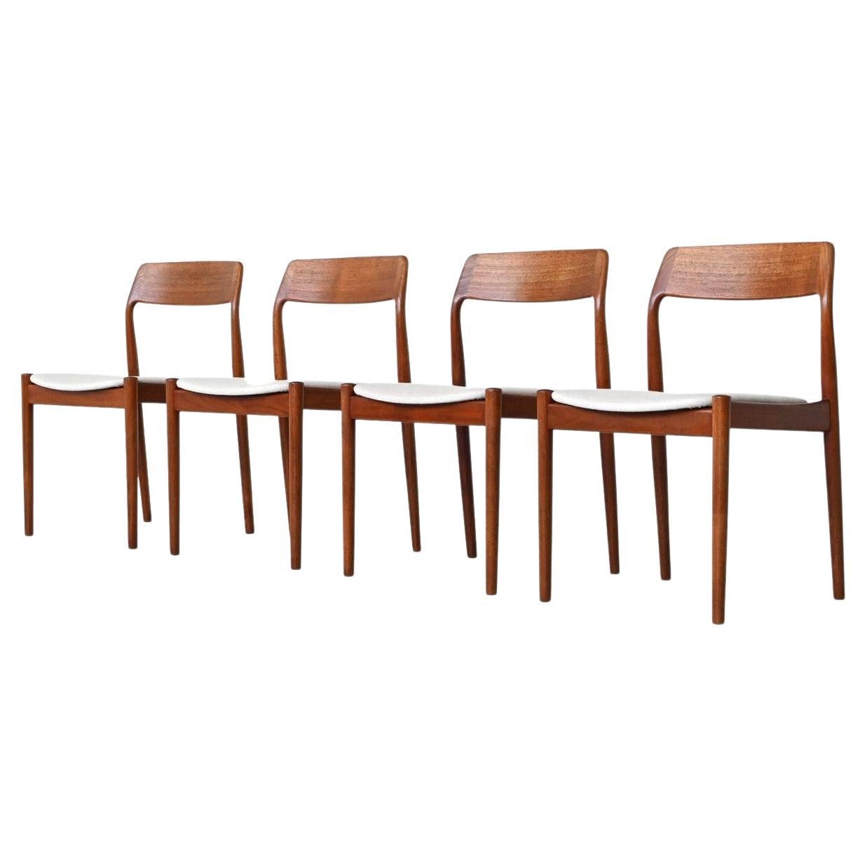 Johannes Norgaard dining chairs in teak and wool Denmark 1963
