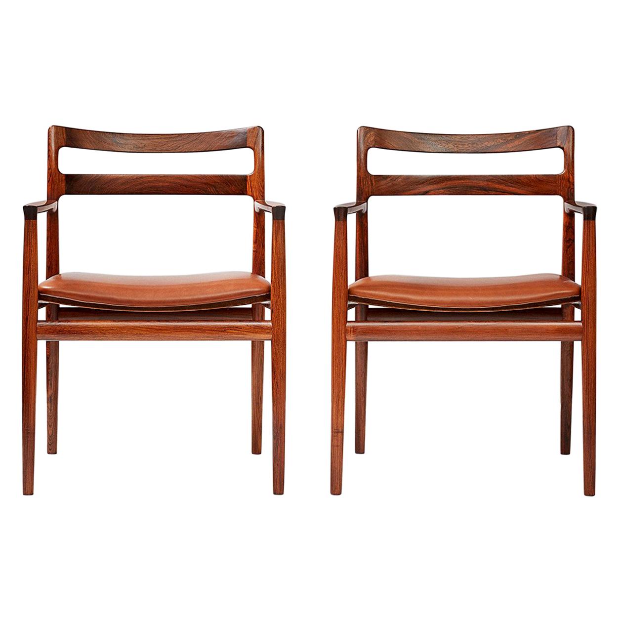 Johannes Nørgaard Pair of Rosewood Armchairs For Sale