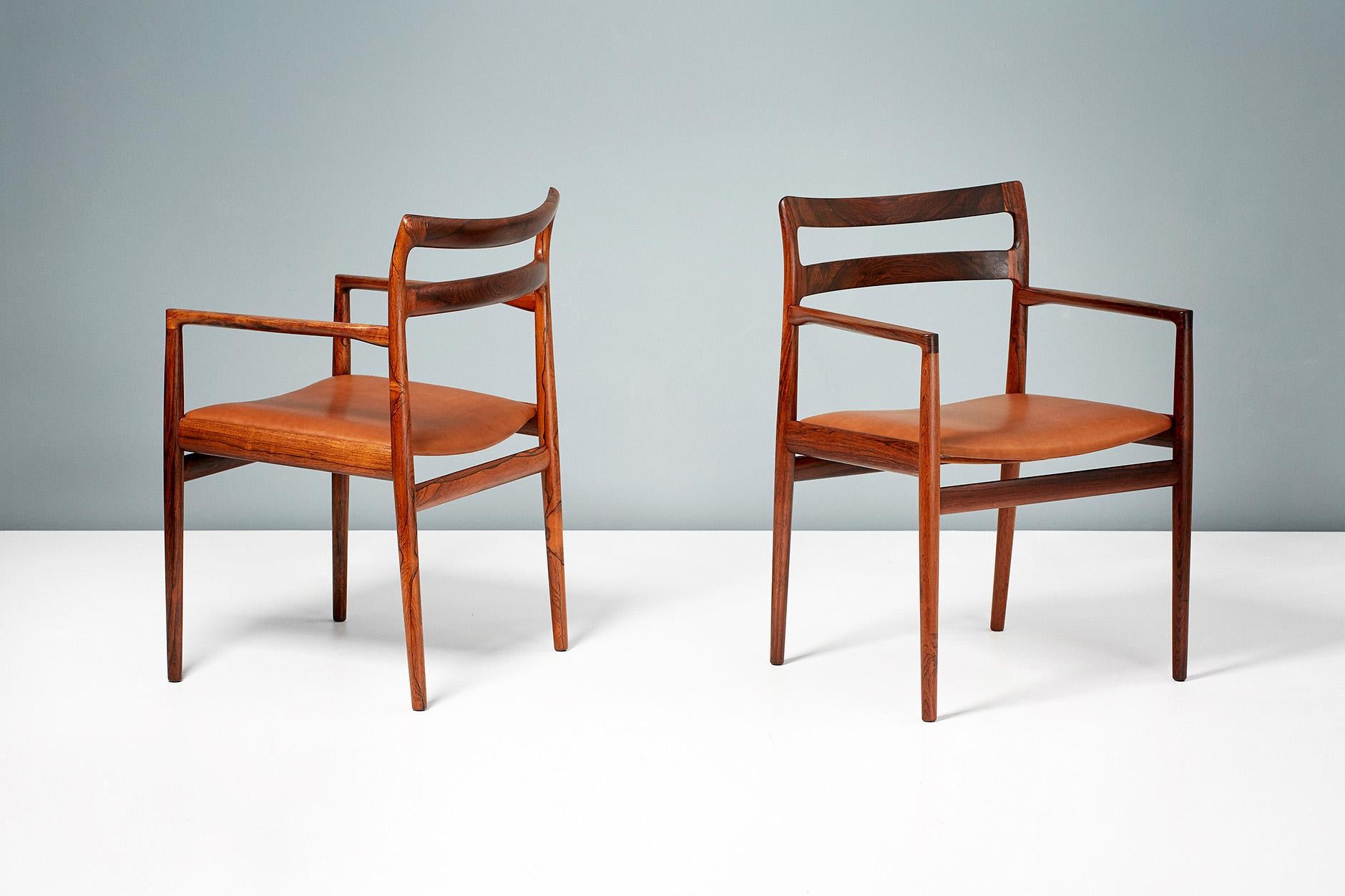 Scandinavian Modern Johannes Nørgaard Pair of Rosewood Danish Armchairs, 1960s For Sale