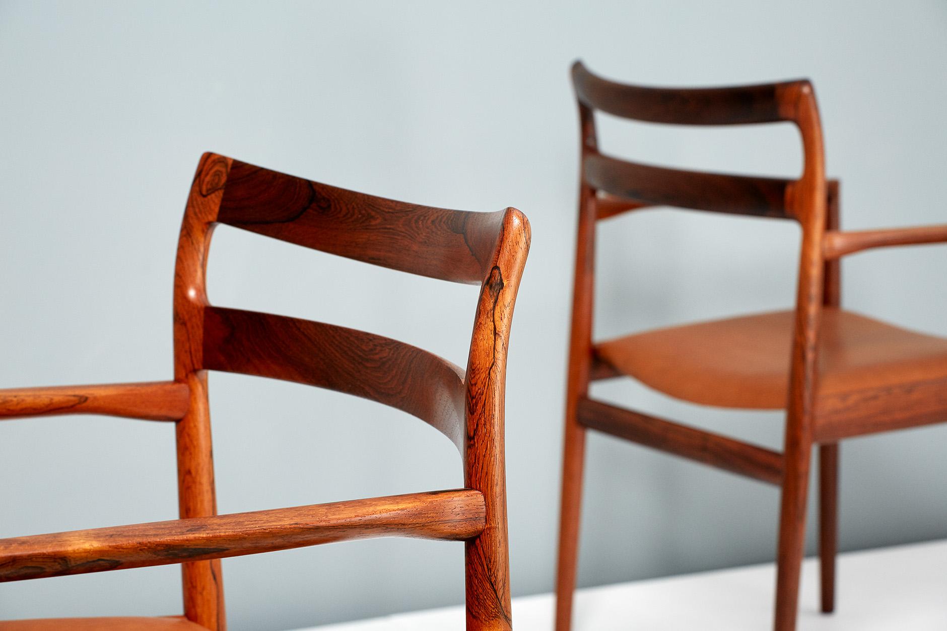 Johannes Nørgaard Pair of Rosewood Danish Armchairs, 1960s In Excellent Condition For Sale In London, GB