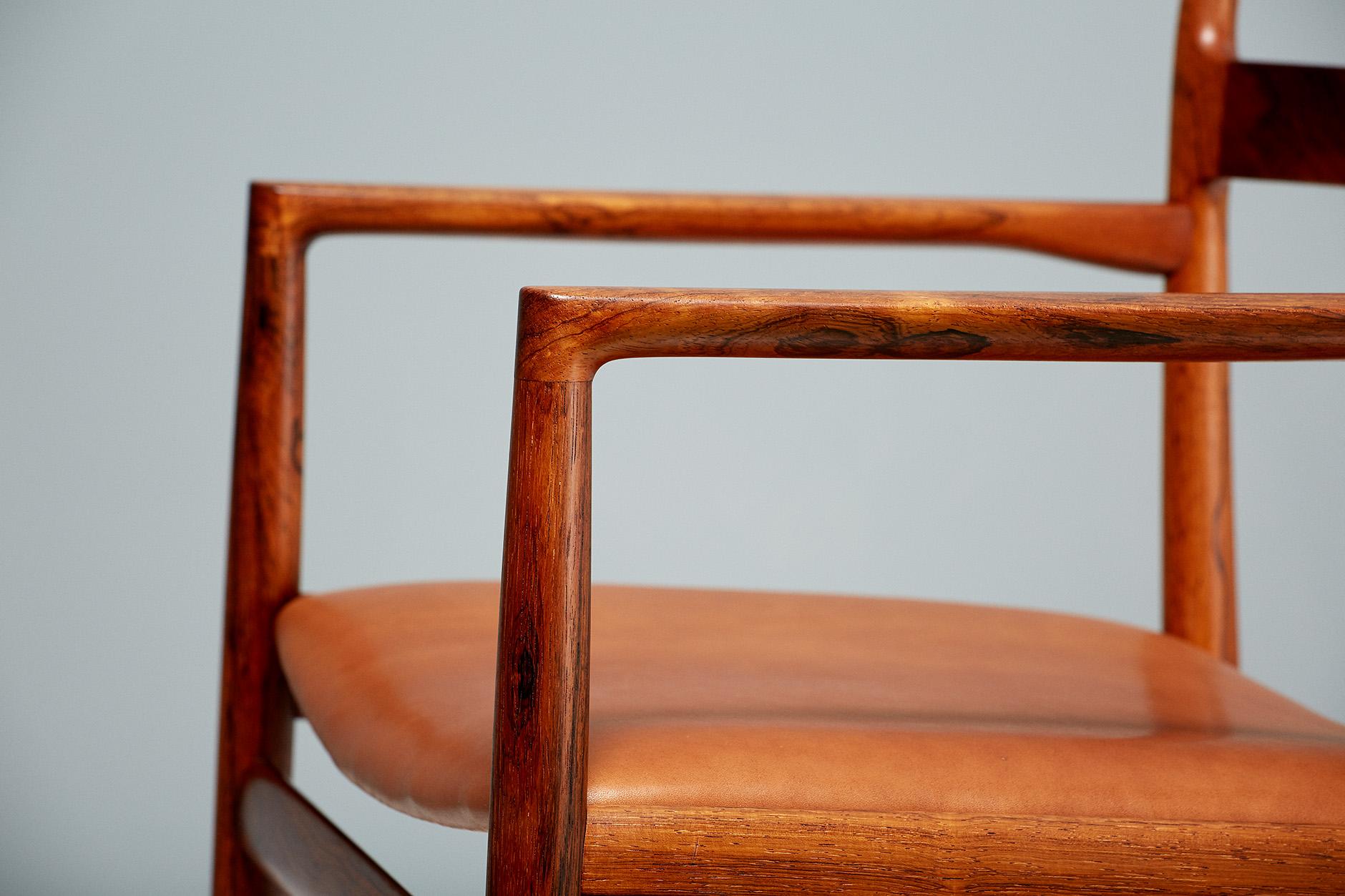 Mid-20th Century Johannes Nørgaard Pair of Rosewood Danish Armchairs, 1960s For Sale