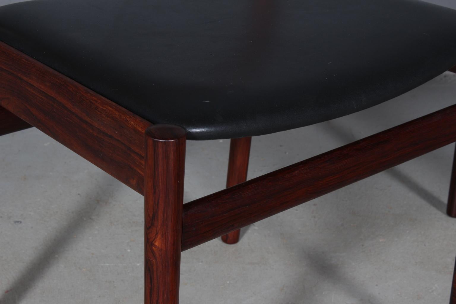 Leather Johannes Nørgaard Set of Four Chairs, Rosewood