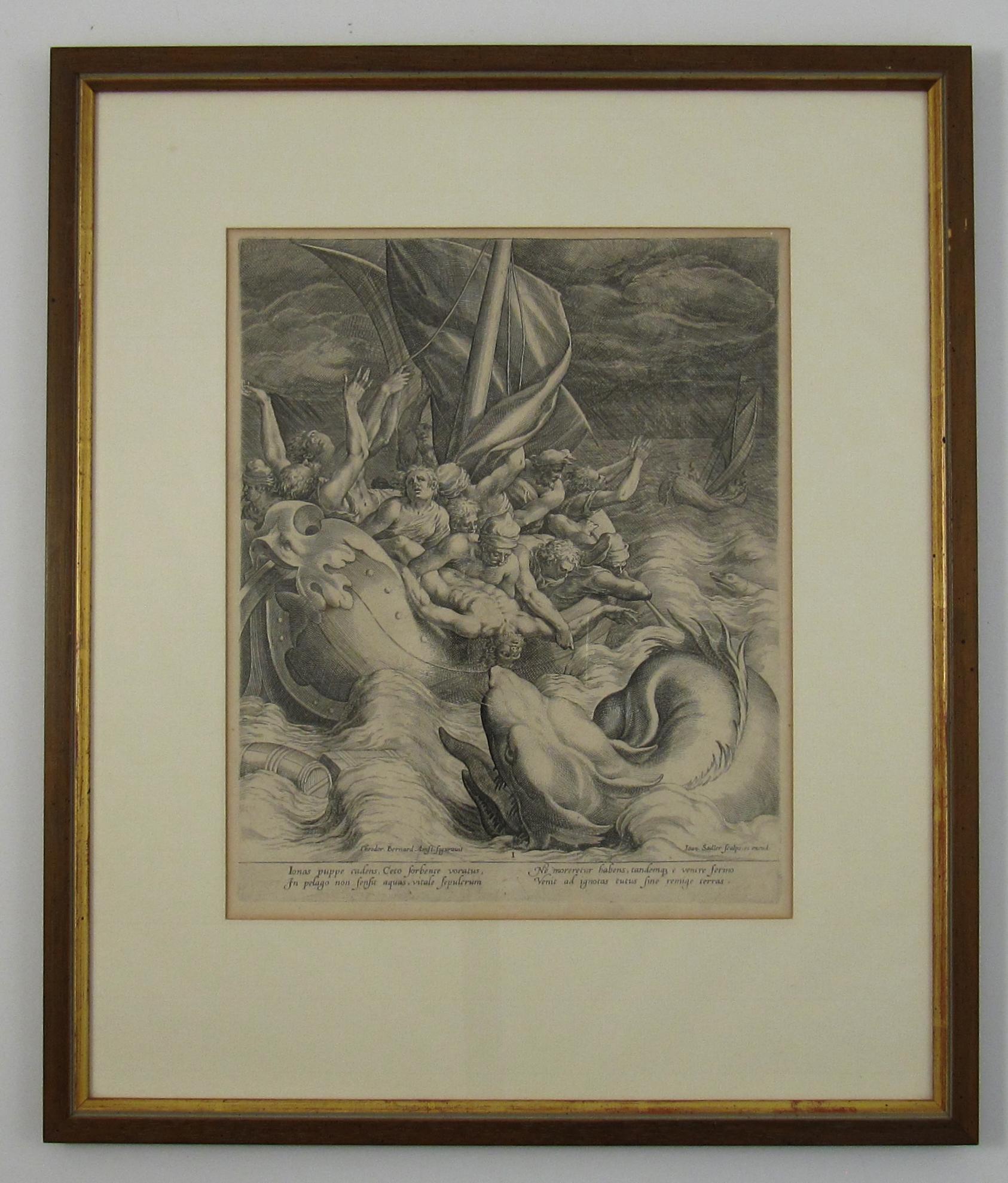 Johannes Sadeler I (Flemish 1550-1600) - Kupferstich 1582 - The Jonah and the Whale I im Angebot 1