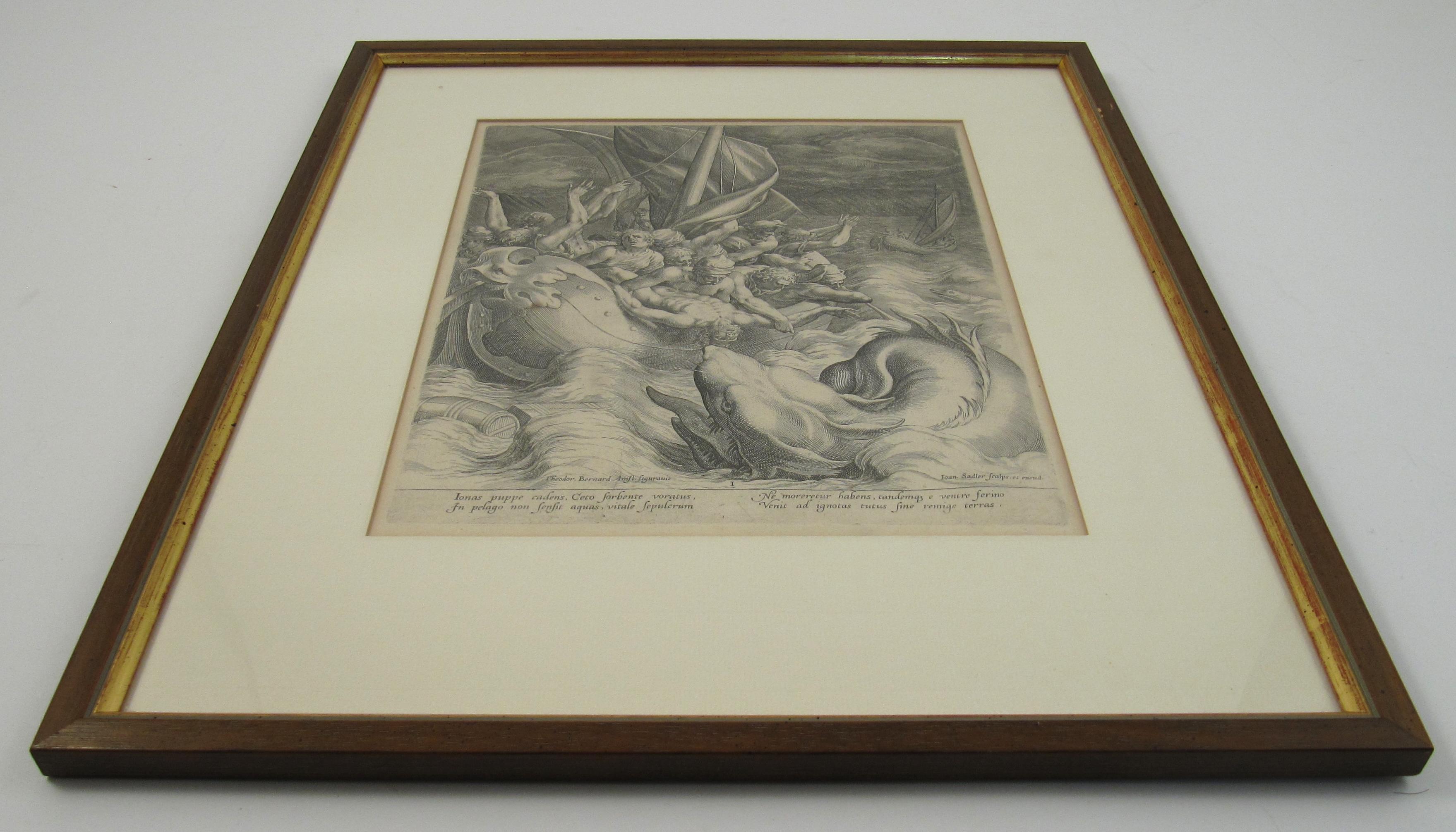 Johannes Sadeler I (Flemish 1550-1600) – Engraving 1582 - Jonah and the Whale I For Sale 2