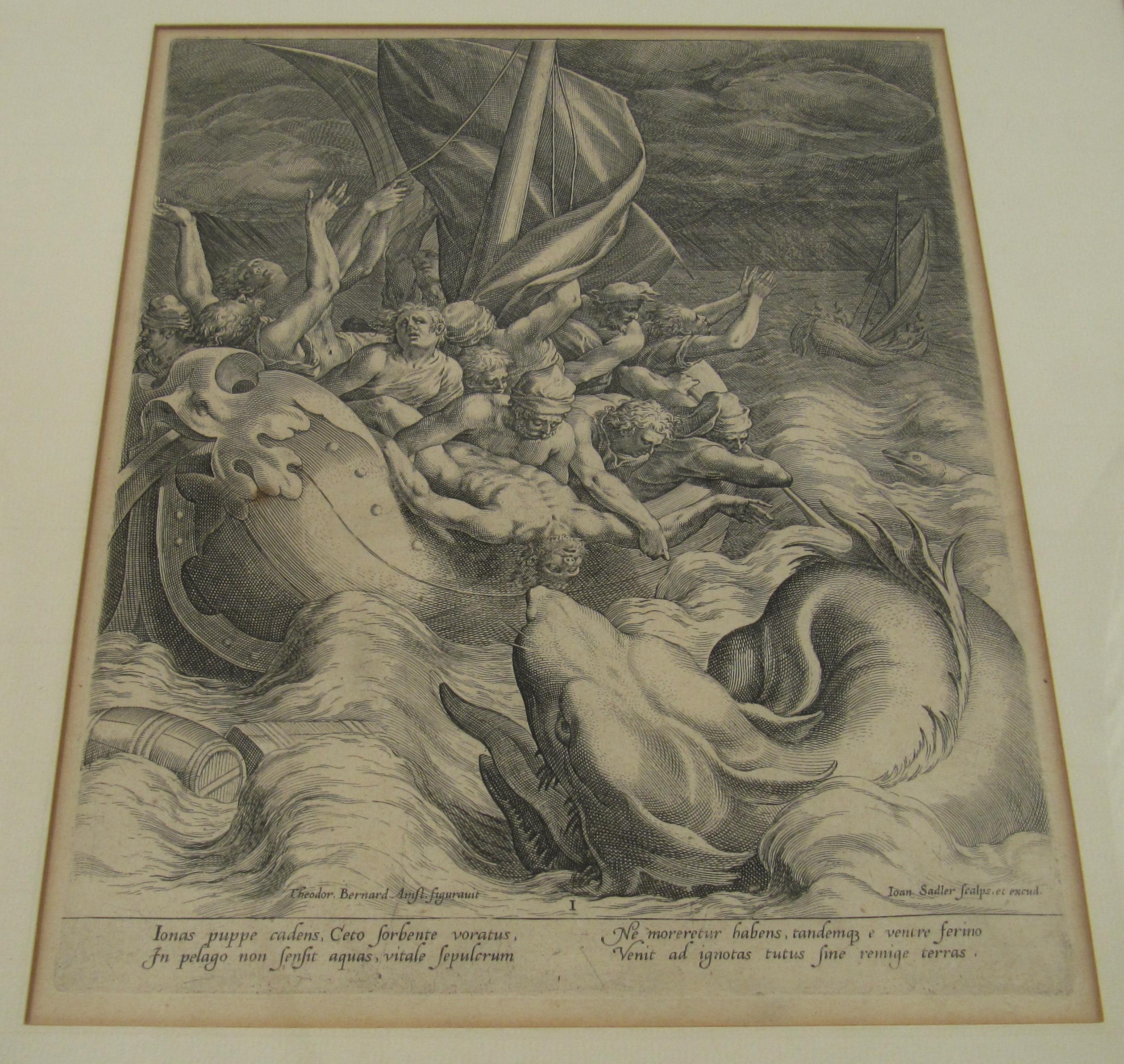 Johannes Sadeler I (Flemish 1550-1600) - Kupferstich 1582 - The Jonah and the Whale I im Angebot 4