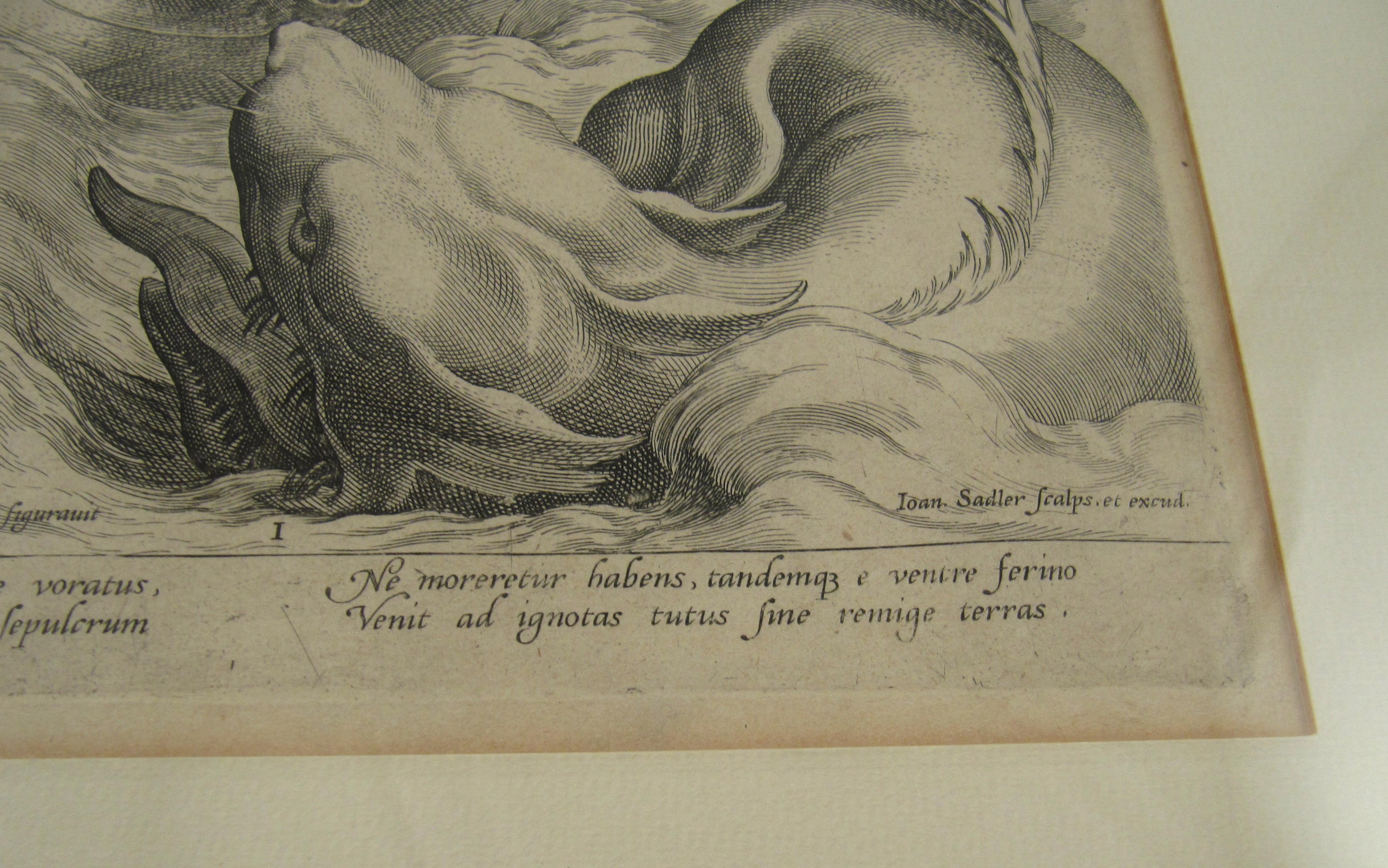 Johannes Sadeler I (Flemish 1550-1600) - Gravure 1582 - Jonas et la baleine I en vente 6