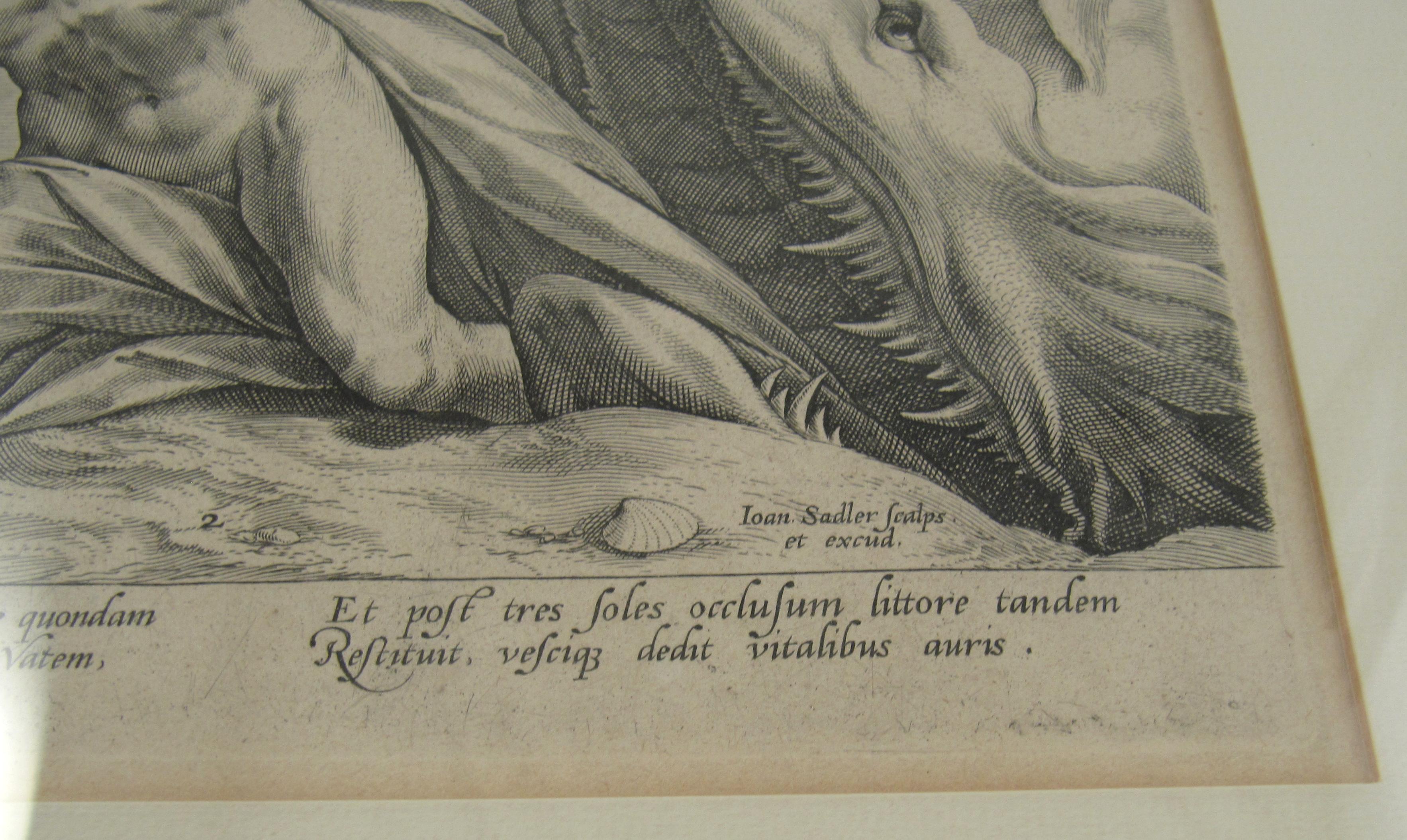 Johannes Sadeler I (Flemish 1550-1600) - Kupferstich 1582 - The Jonah and the Whale II im Angebot 6