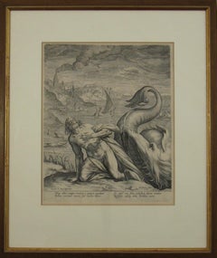 Johannes Sadeler I (Flemish 1550-1600) - Gravure 1582 - Jonas et la baleine II