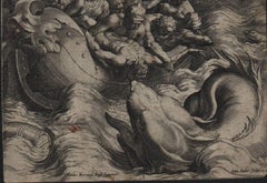 Jonah Thrown Into the Whale - 1582 Old Master Engraving Religious