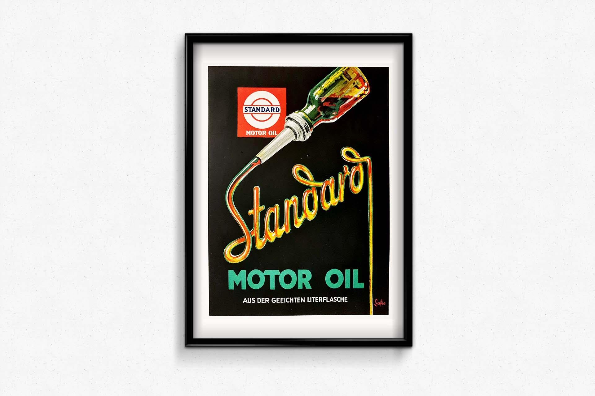 Poster designed by Johannes Safis in 1928 - Standard Motor Oil advertisement For Sale 3