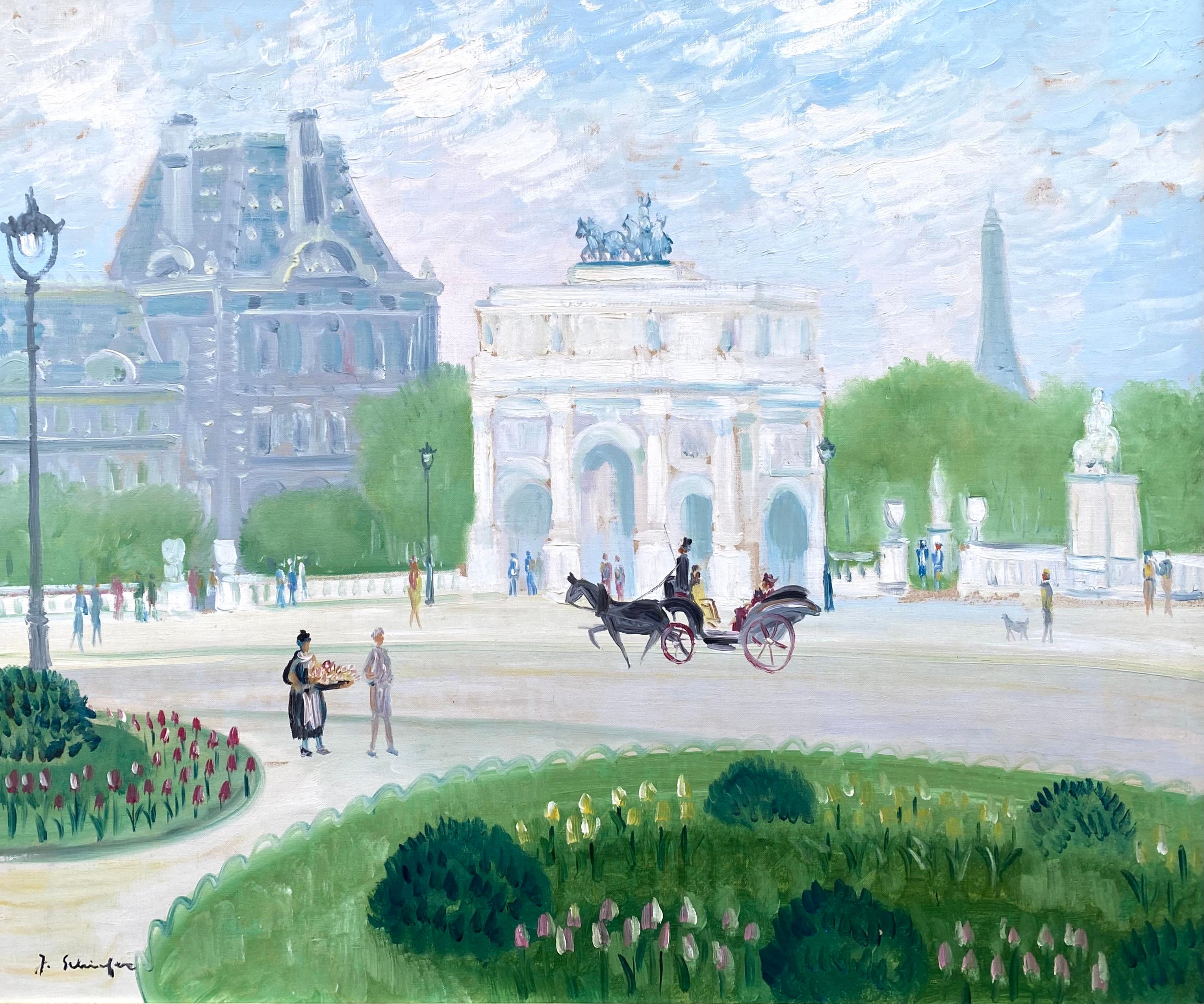 Landscape Painting Johannes Schiefer - Arc de Triomphe du Carrousel