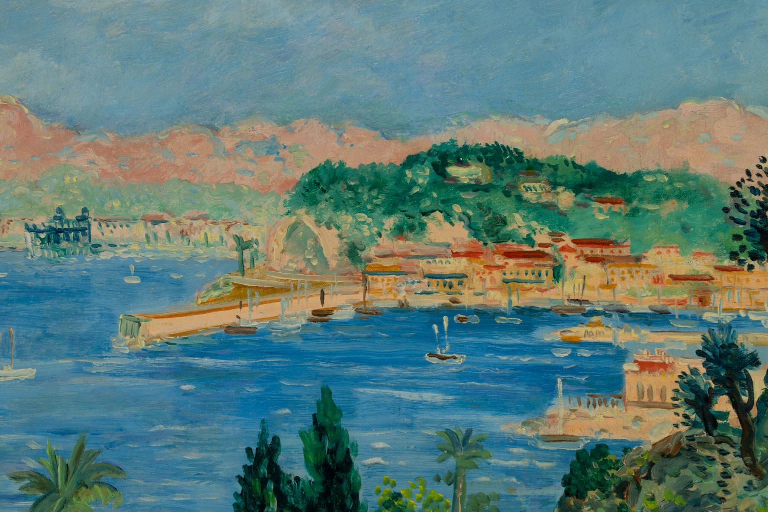Johannes Schiefer Peinture à l'huile signée, Vue de la Côte d'Azur vers 1938 en vente 3