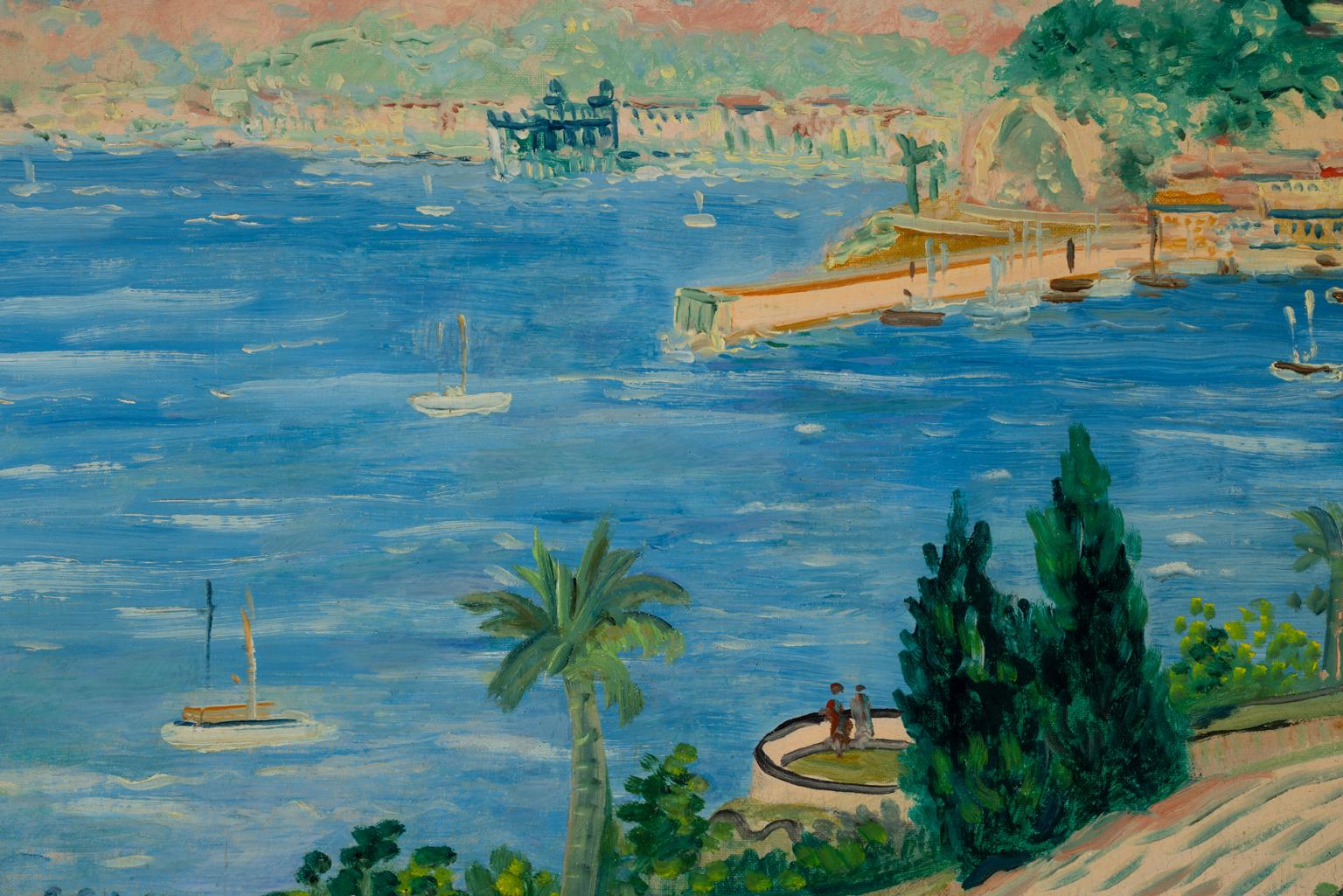 Johannes Schiefer Peinture à l'huile signée, Vue de la Côte d'Azur vers 1938 en vente 4