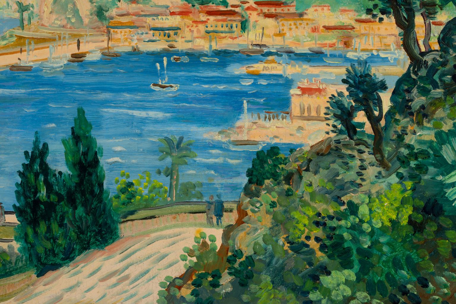 Johannes Schiefer Peinture à l'huile signée, Vue de la Côte d'Azur vers 1938 en vente 5