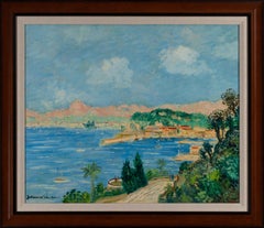 Johannes Schiefer Signiertes Ölgemälde, Ansicht der französischen Riviera um 1938