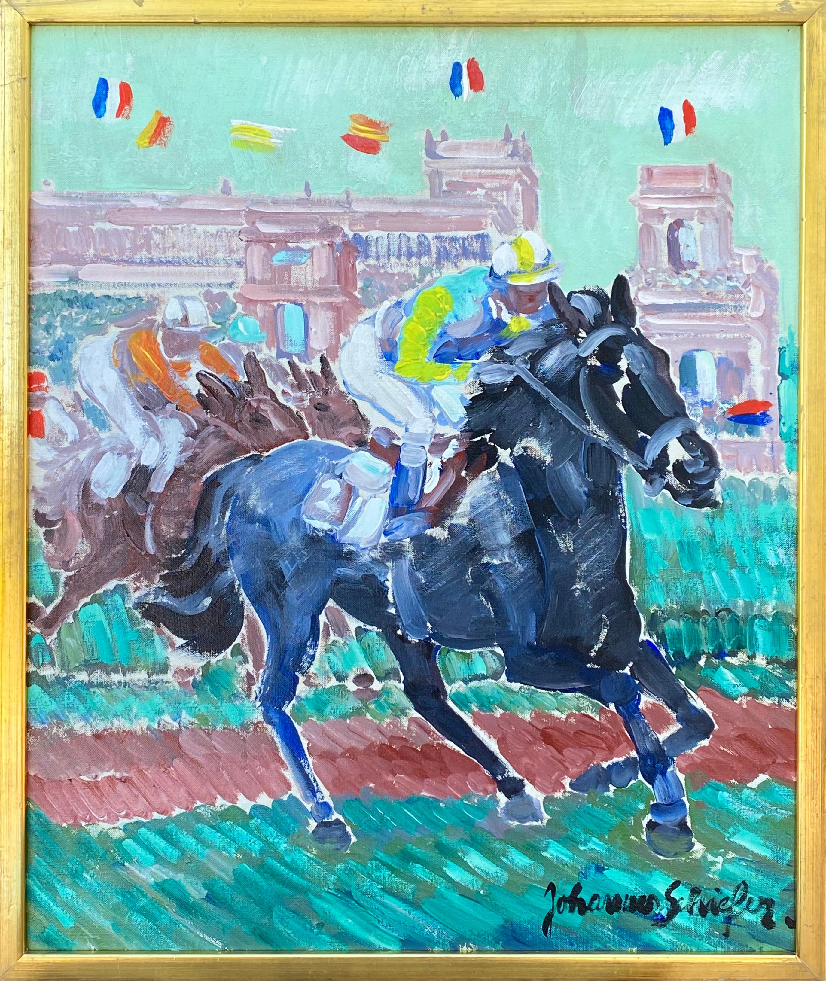 “Horse Races” - Painting by Johannes Schreiter