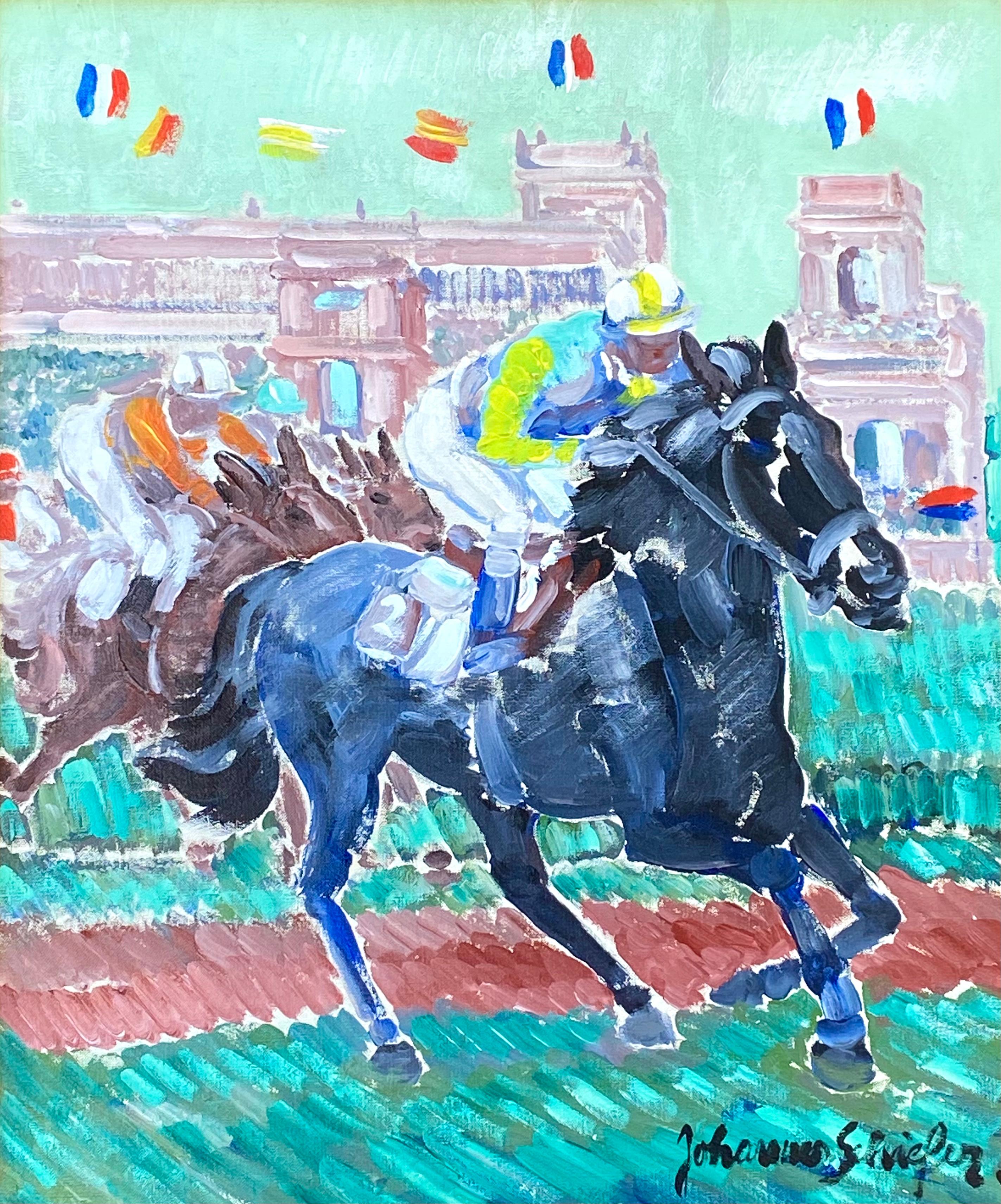 “Horse Races” - Contemporary Painting by Johannes Schreiter