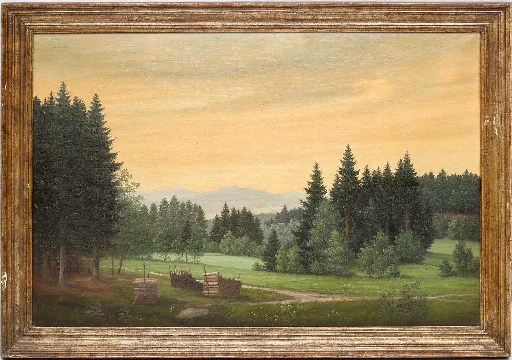 Forest Meadow in Bavaria, Signed Oil on Canvas, early 20th Century