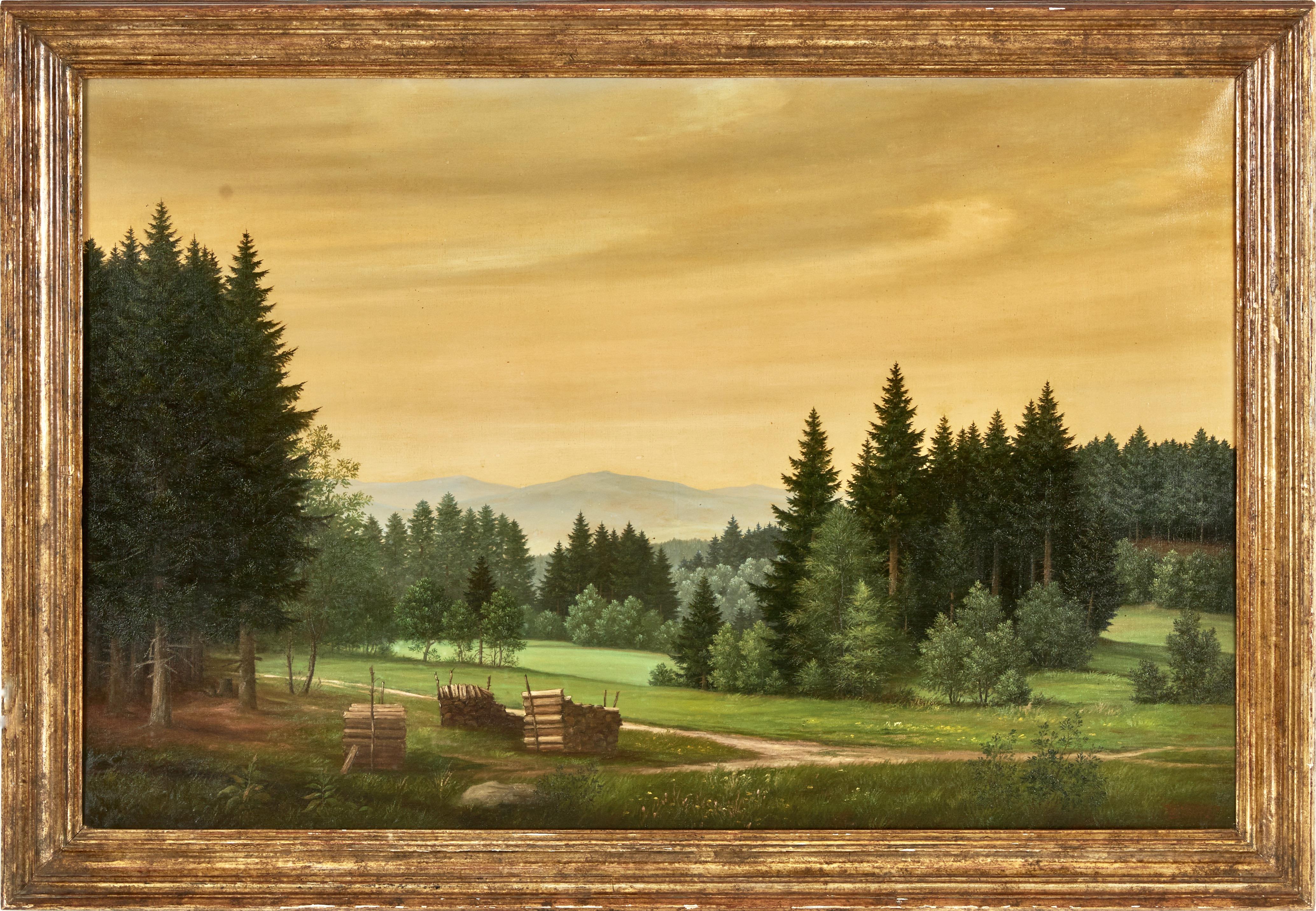 Landscape Painting de JOHANNES  SCHÜTZ - Pradera en el bosque de Baviera