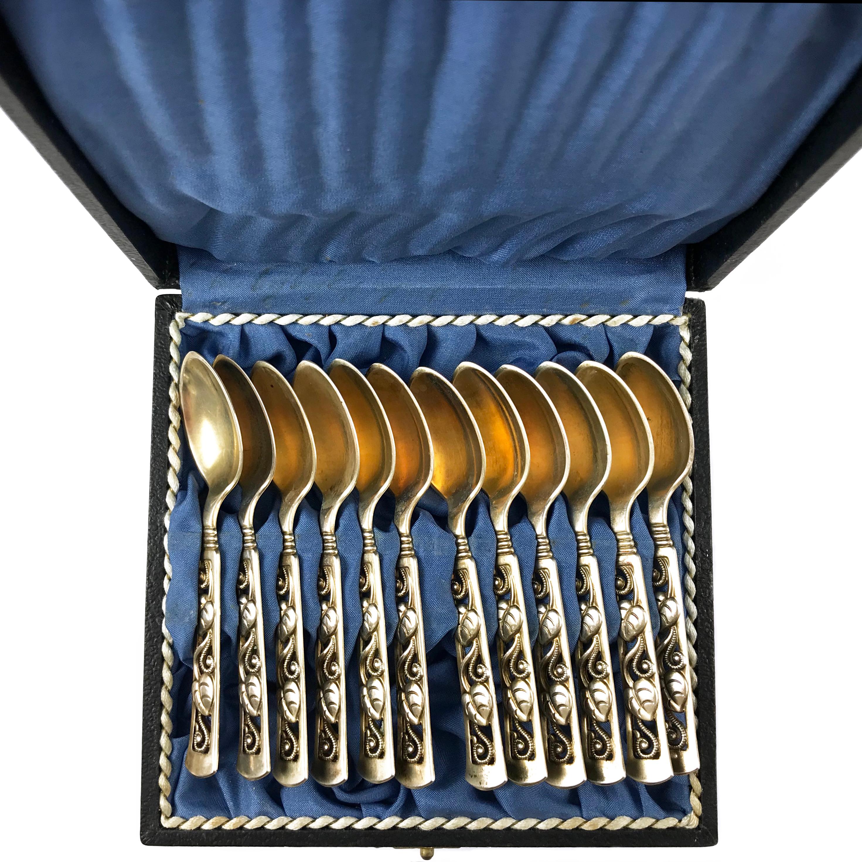 Ensemble de cuillères Demitasse en argent de Johannes Siggaard, 1947 Unisexe en vente