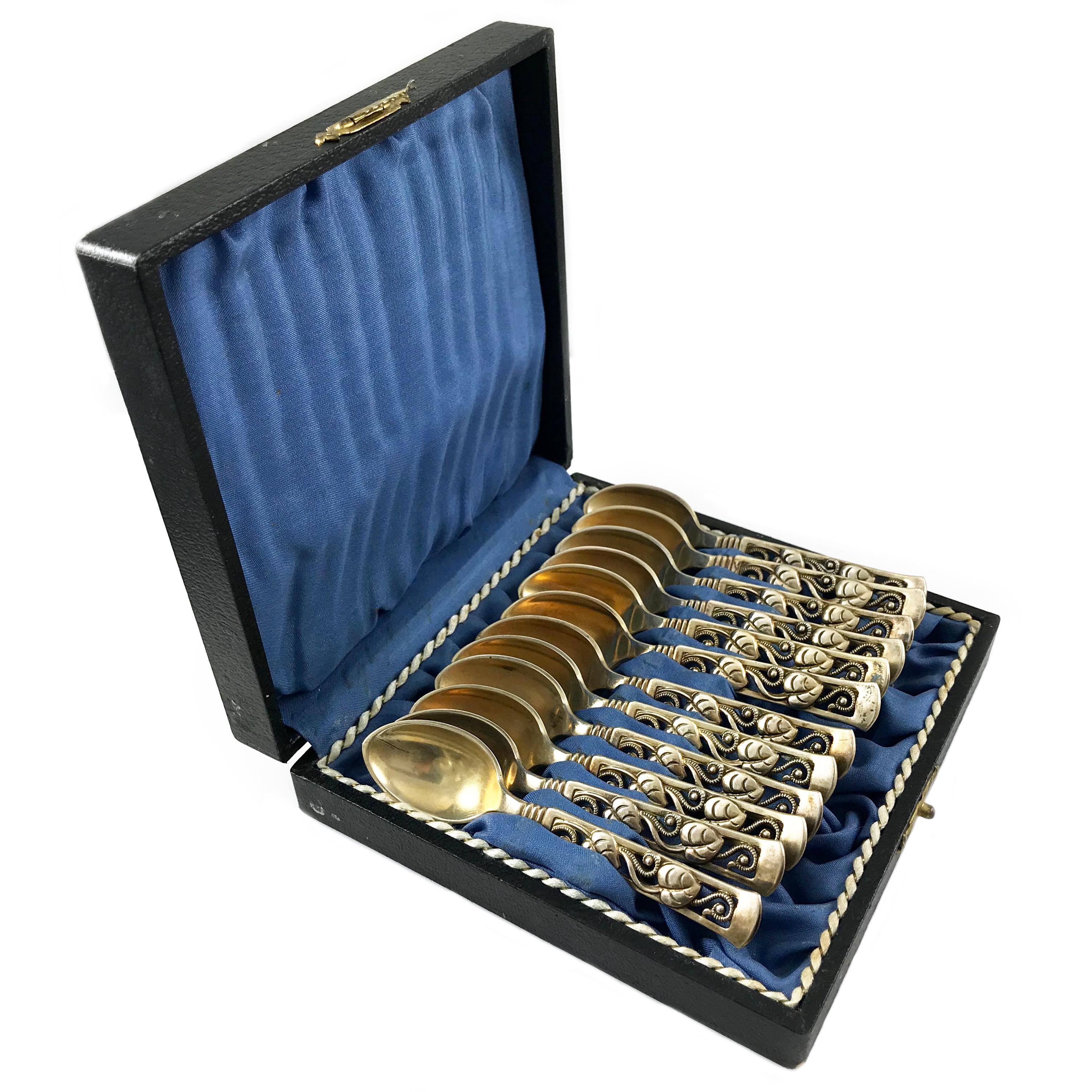 Ensemble de cuillères Demitasse en argent de Johannes Siggaard, 1947 en vente 3