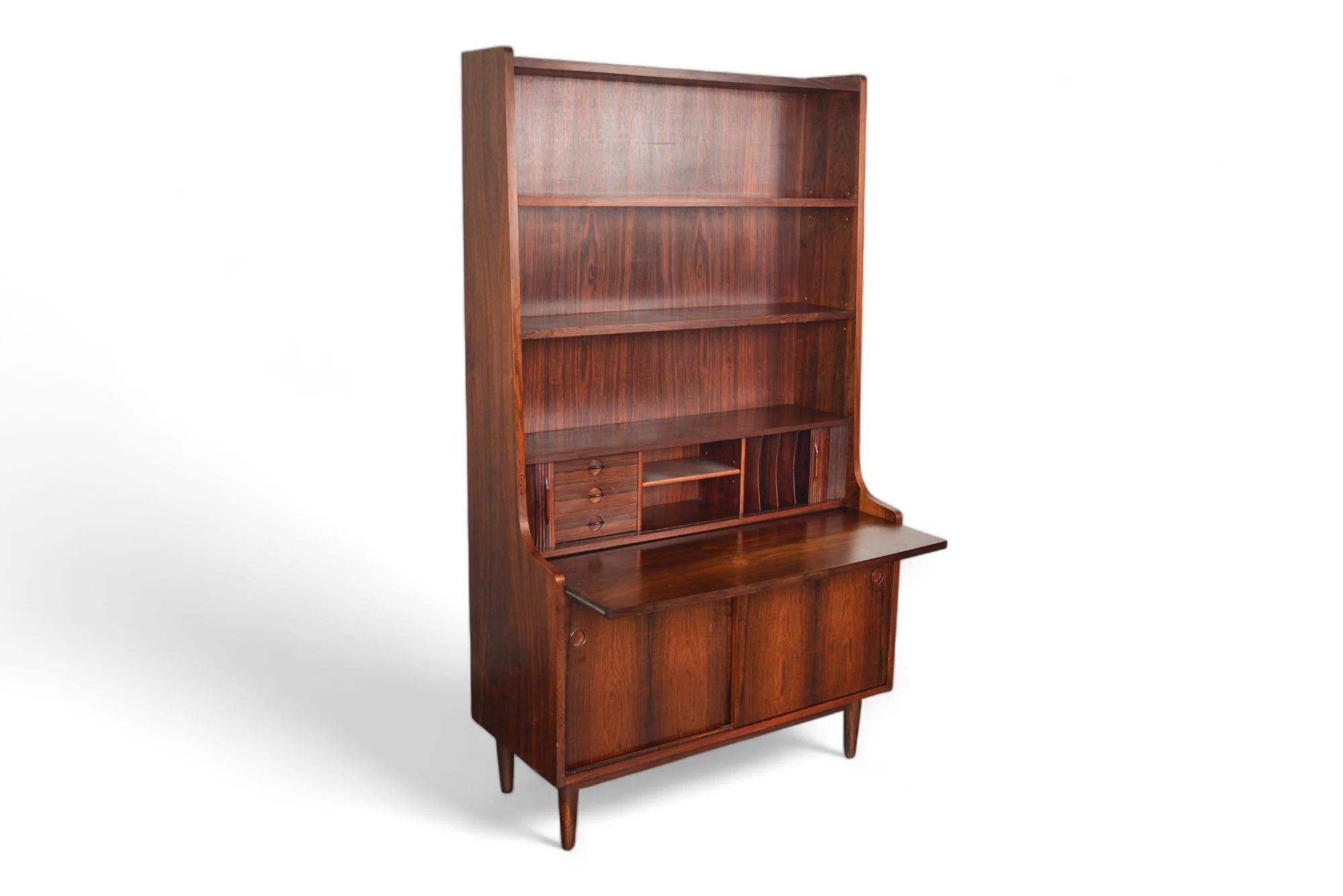 Danish Johannes Sorth Bookcase / Secretary Desk In Rosewood For Sale