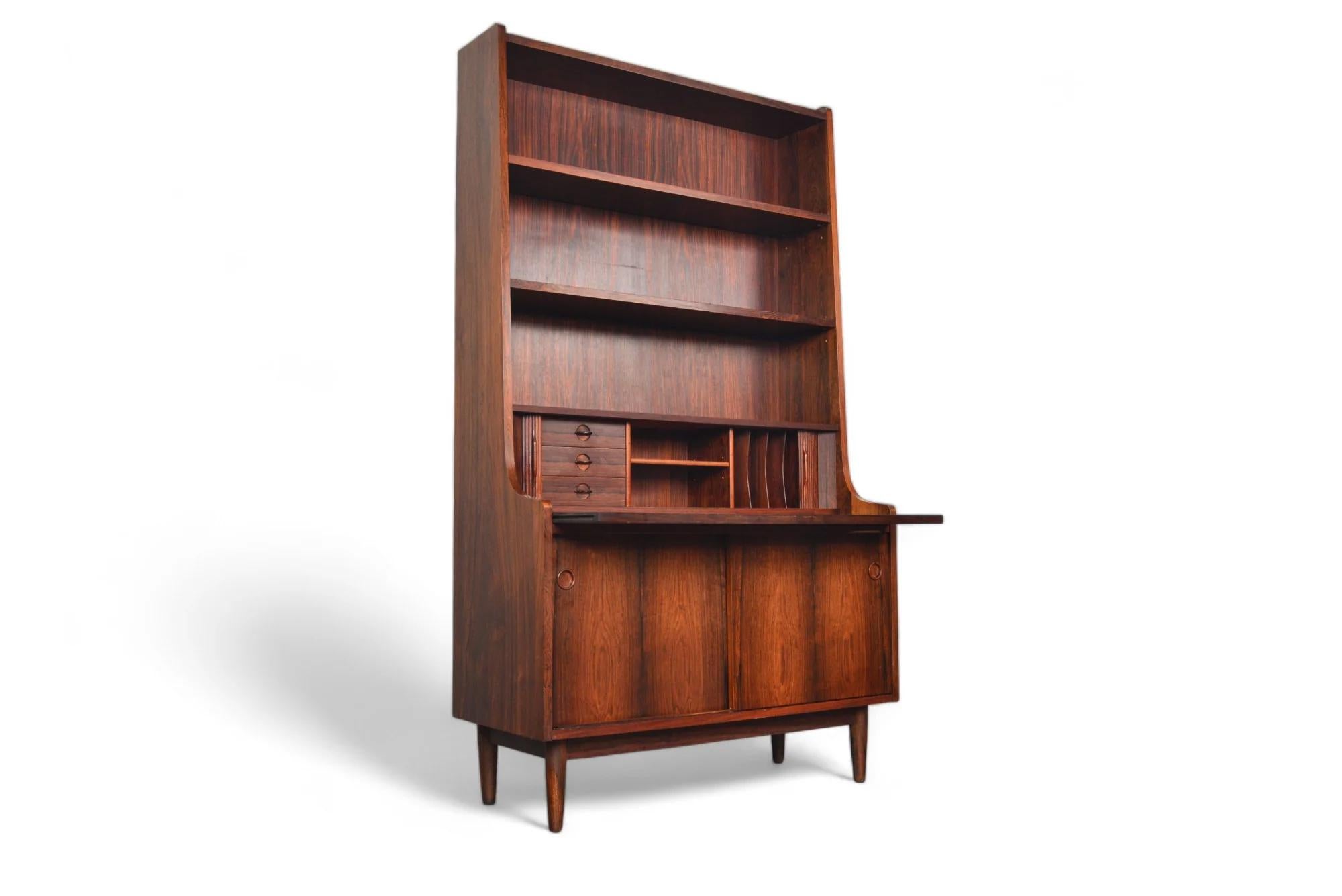 Johannes Sorth Bookcase / Secretary Desk In Rosewood In Good Condition For Sale In Berkeley, CA
