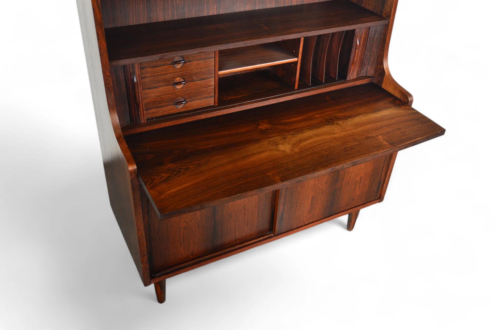 20th Century Johannes Sorth Bookcase / Secretary Desk In Rosewood For Sale
