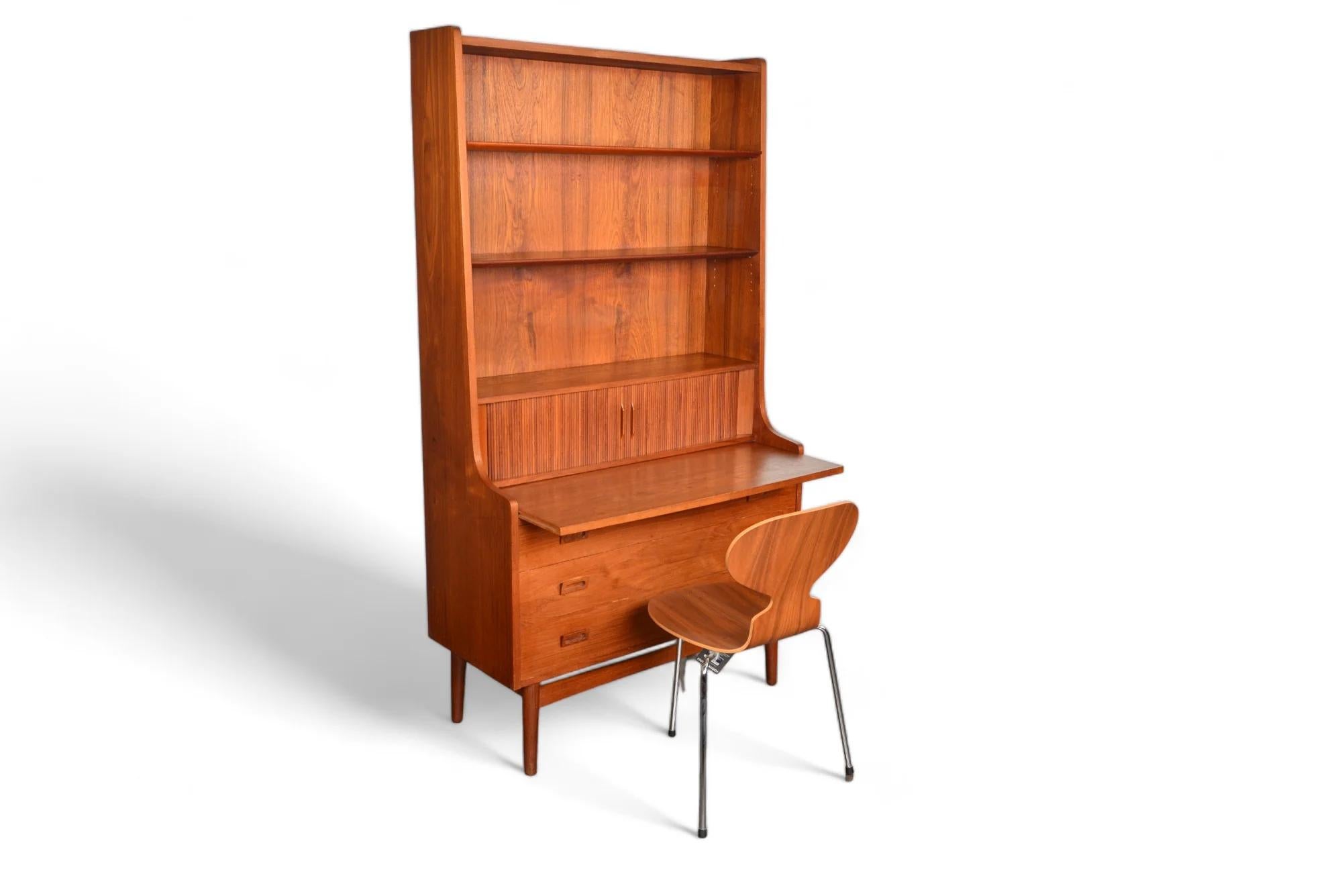 Mid-Century Modern Johannes Sorth Bookcase / Secretary Desk In Teak For Sale