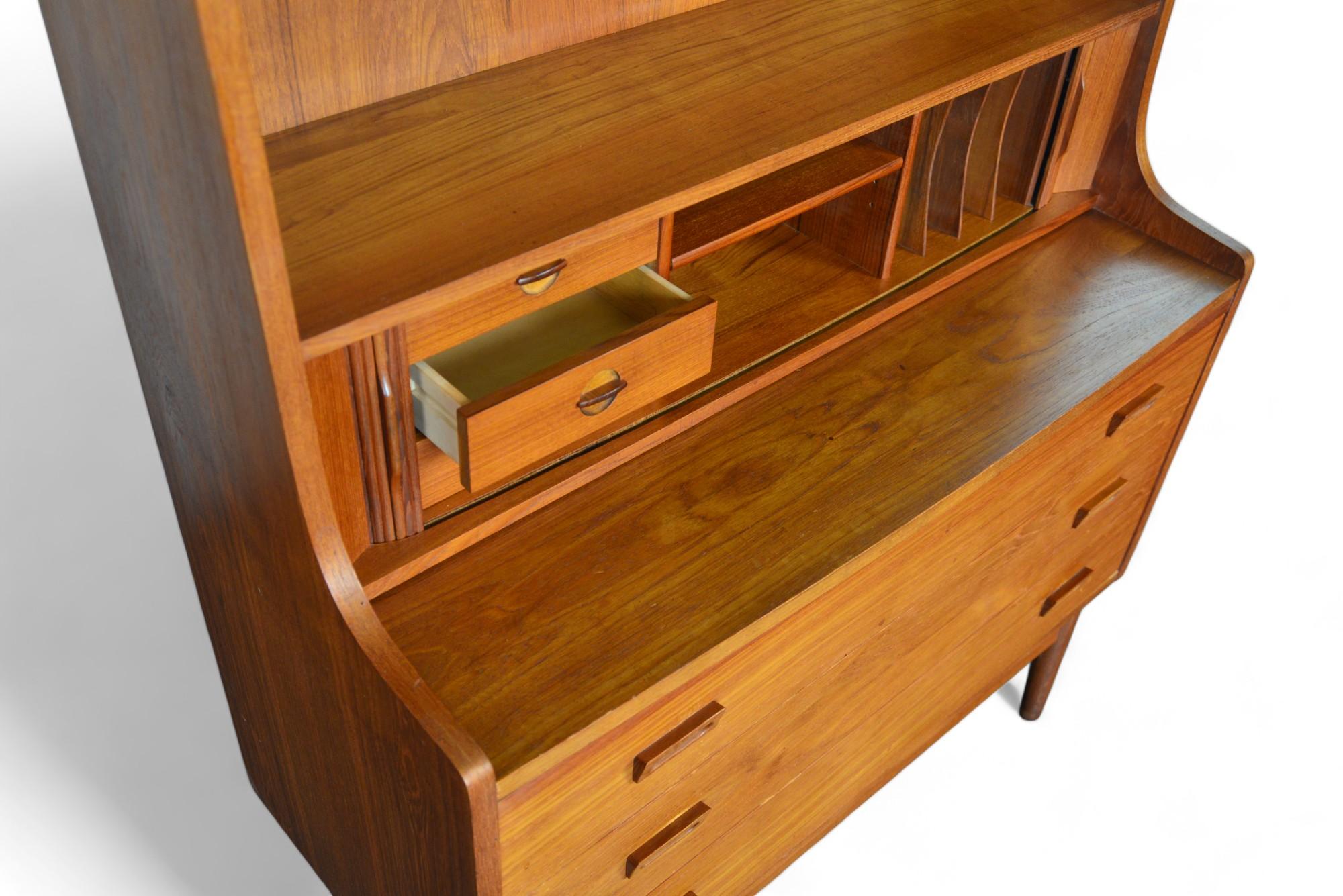 Mid-Century Modern Johannes sorth bookcase / secretary desk in teak For Sale