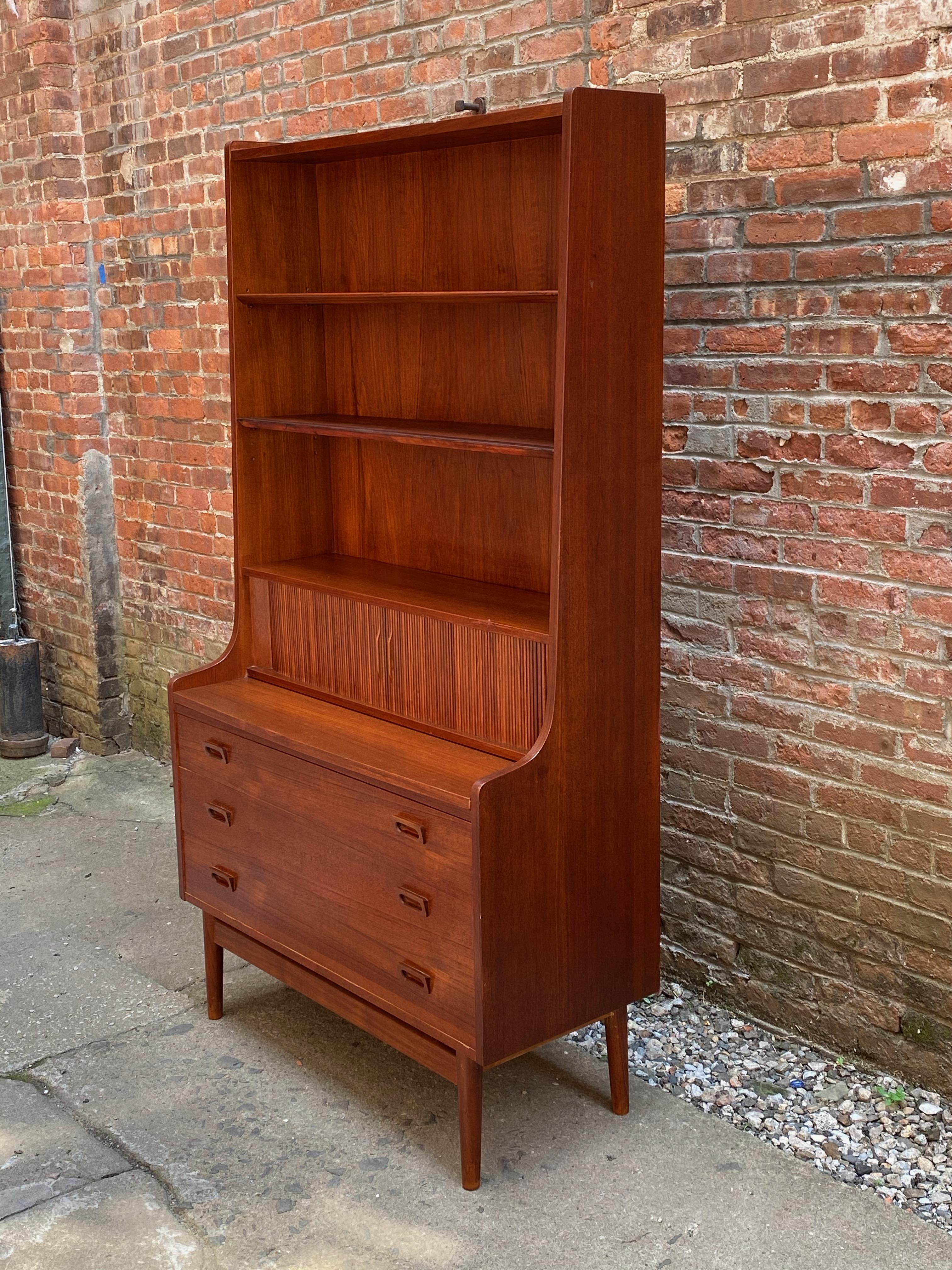 Scandinavian Modern Johannes Sorth for Bornholm Mobelfabrik Teak Desk Bookcase