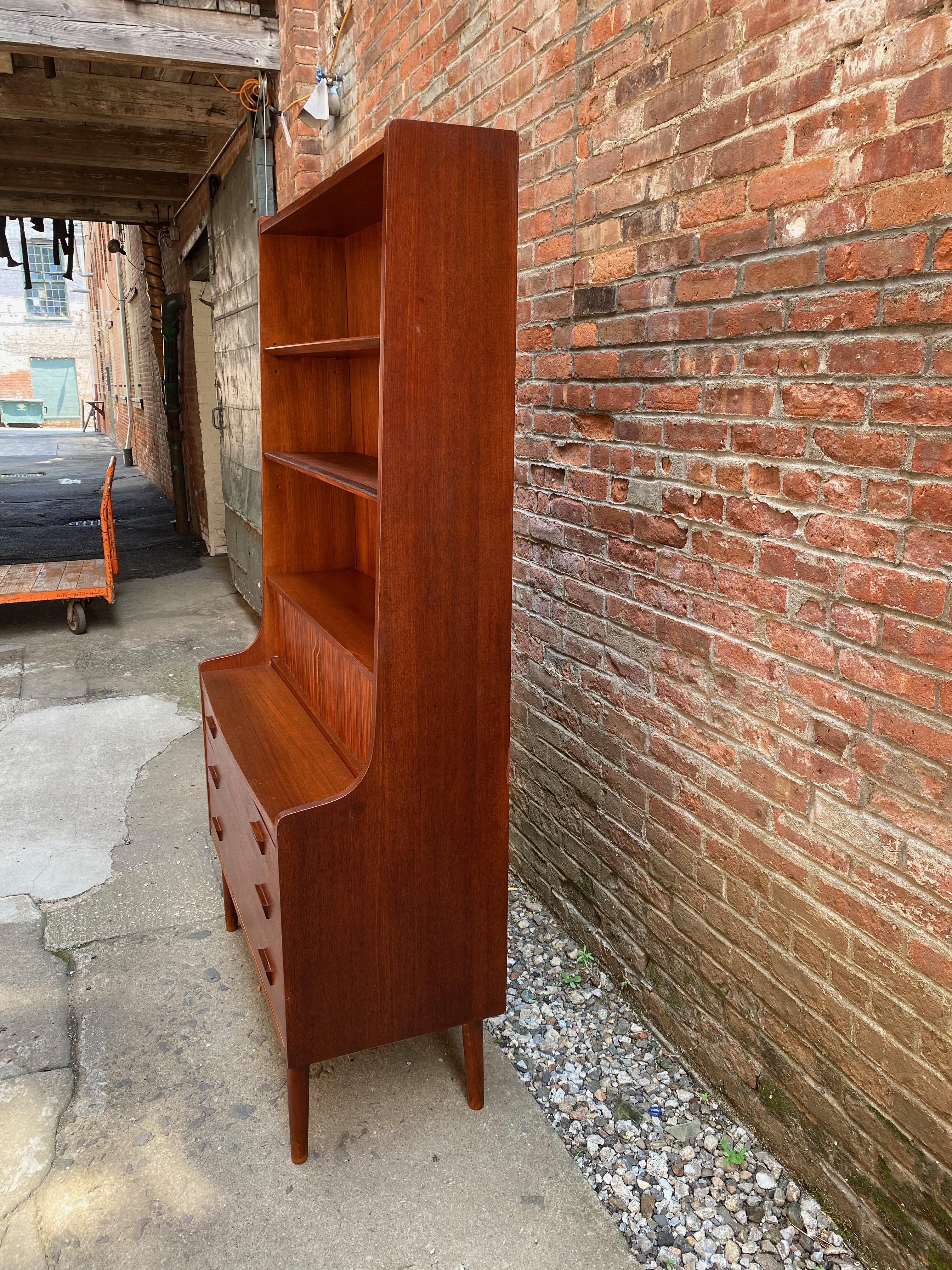 Veneer Johannes Sorth for Bornholm Mobelfabrik Teak Desk Bookcase