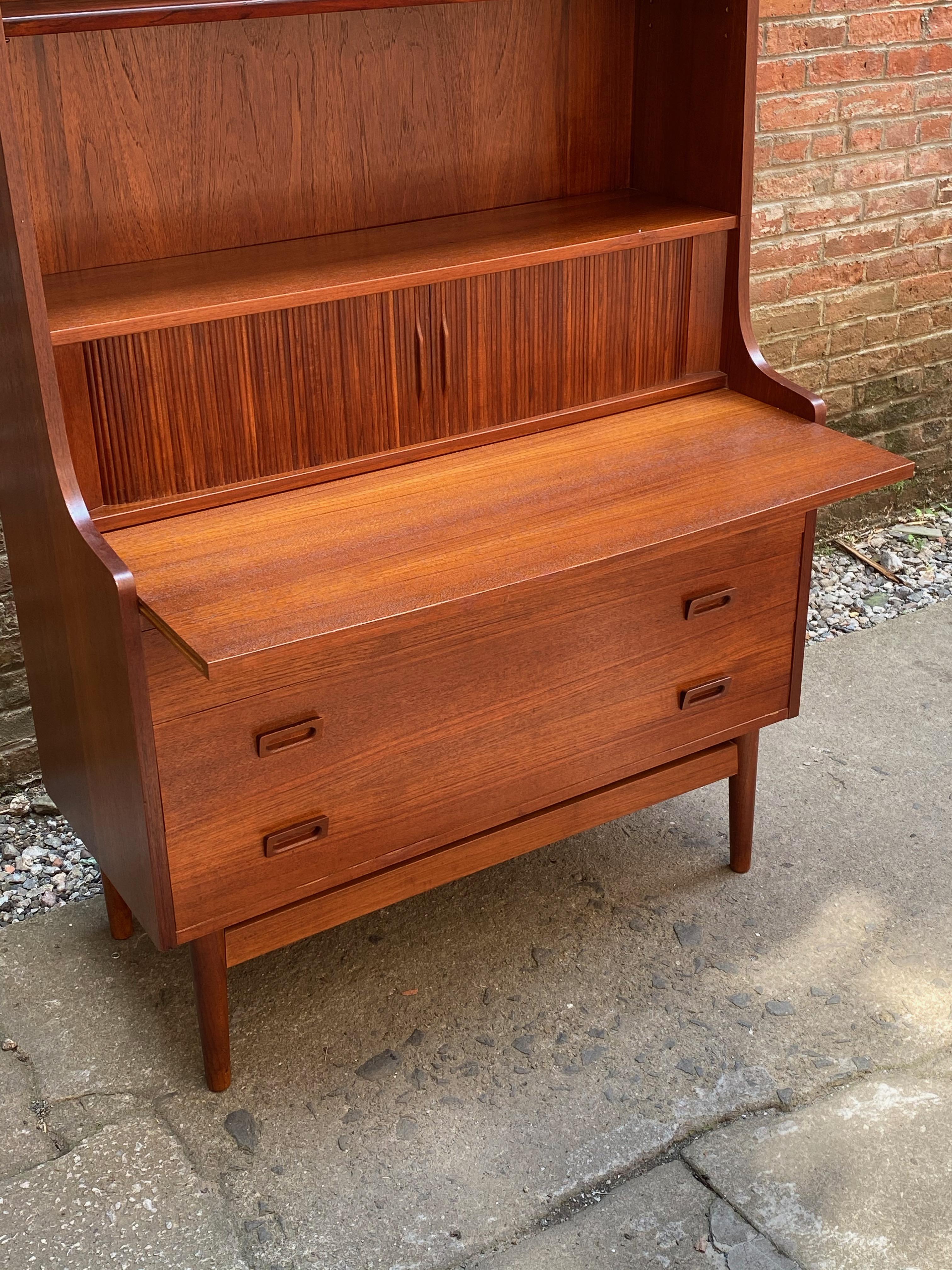 Mid-20th Century Johannes Sorth for Bornholm Mobelfabrik Teak Desk Bookcase