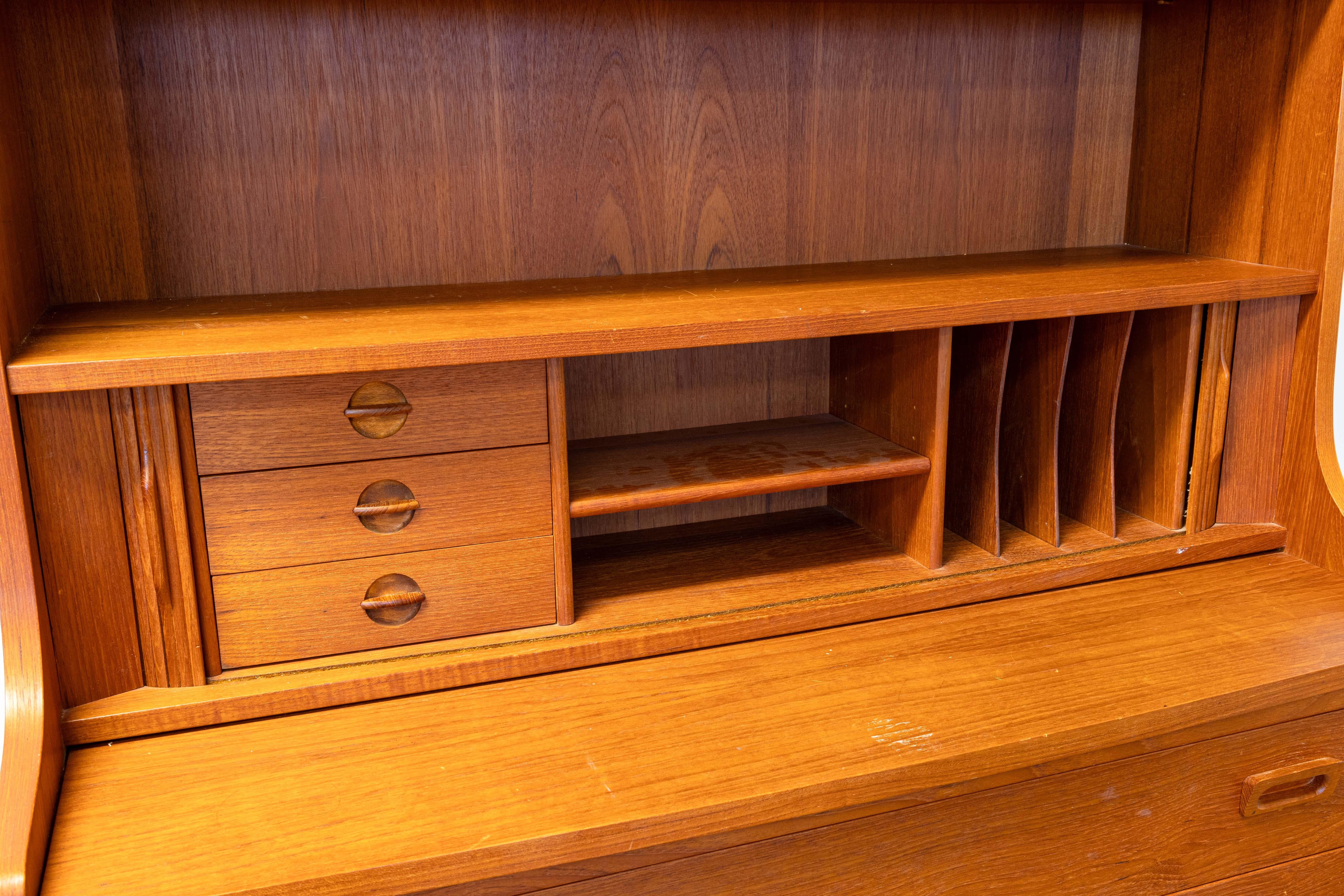 20th Century Johannes Sorth for Nexø Møbelfabrik MCM Danish Teak Bookshelf Secretary Desk