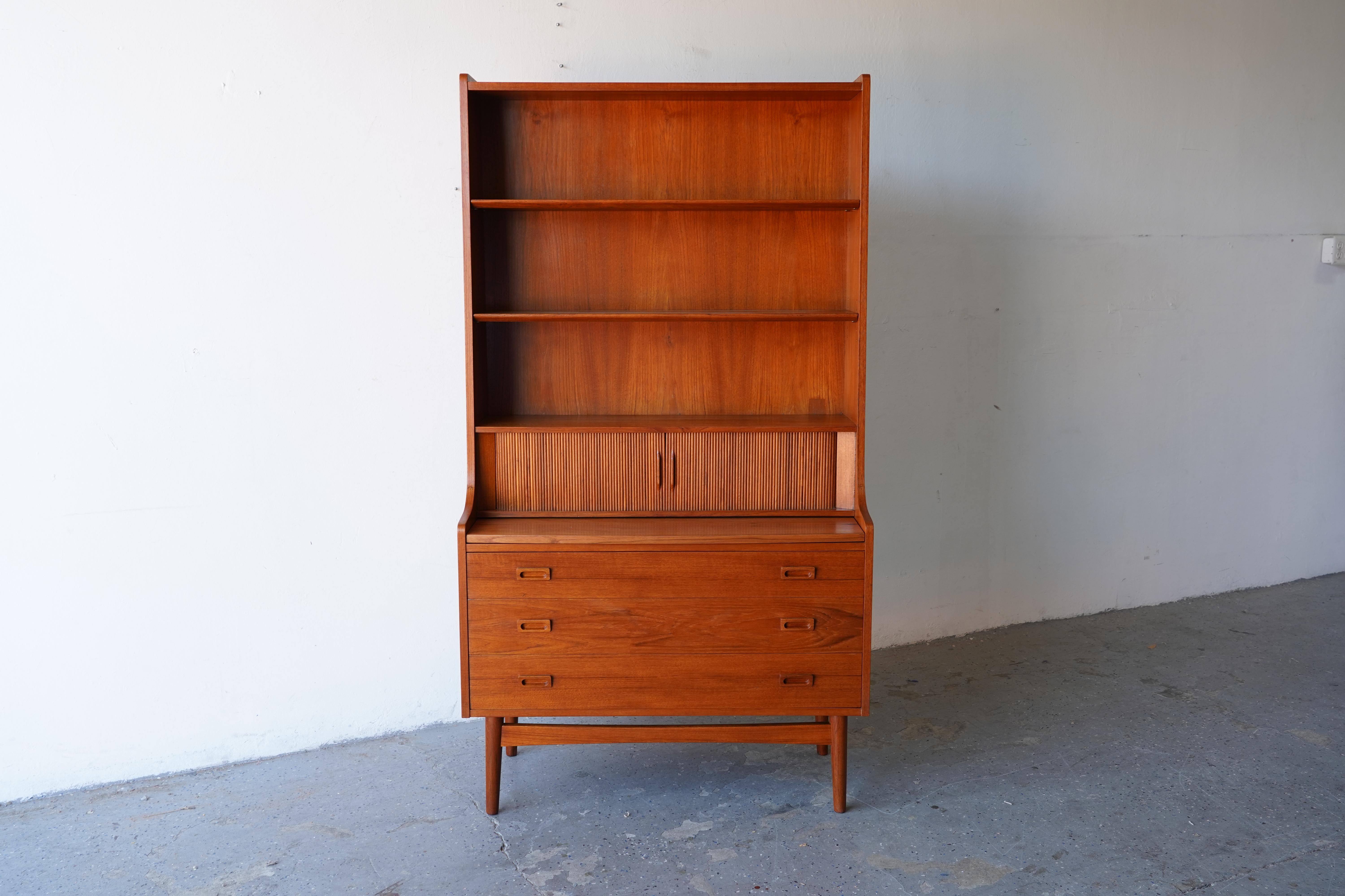 Mid-20th Century Johannes Sorth for Nexø Møbelfabrik MCM Danish Teak Bookshelf Secretary Desk