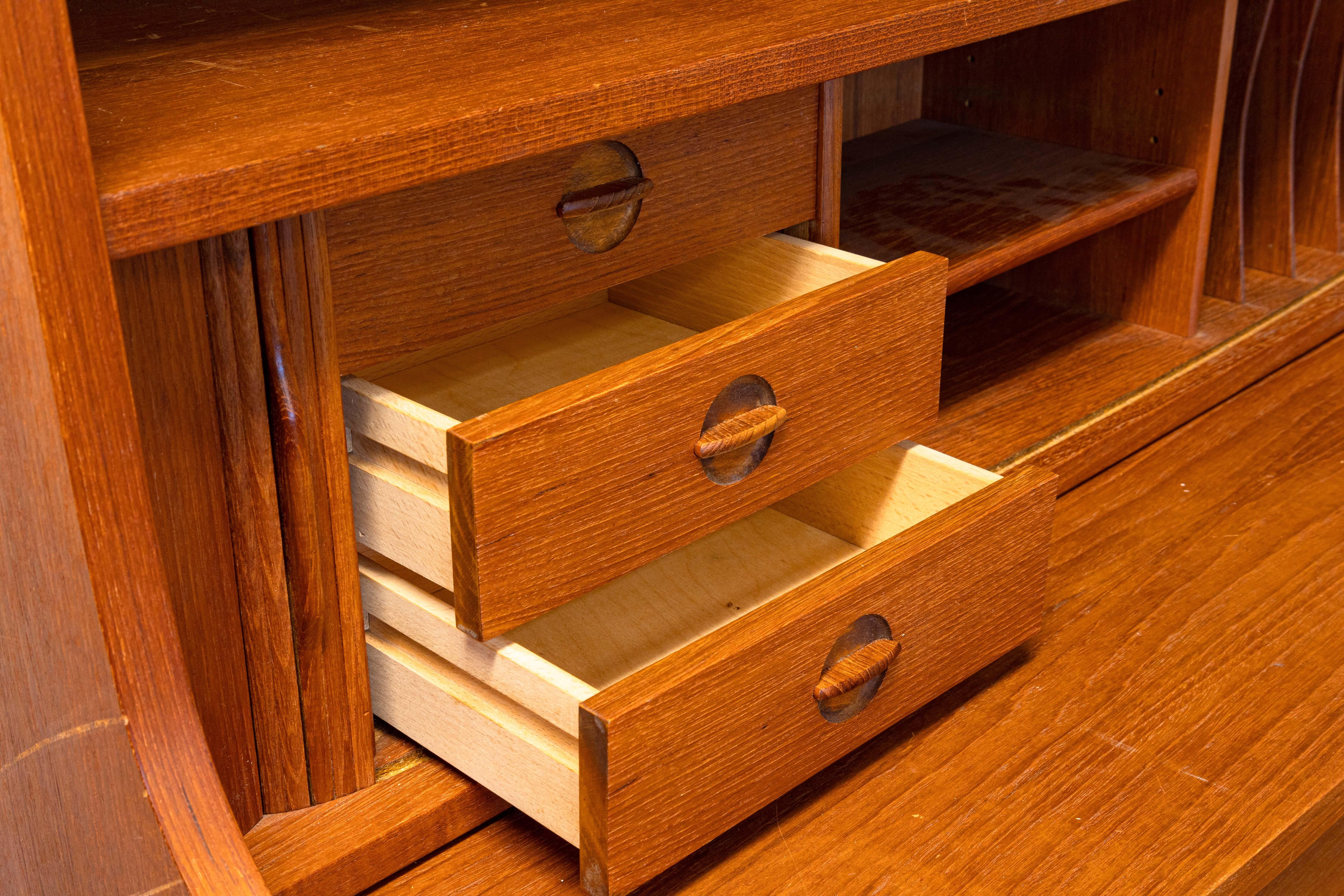 Johannes Sorth for Nexø Møbelfabrik MCM Danish Teak Bookshelf Secretary Desk 1