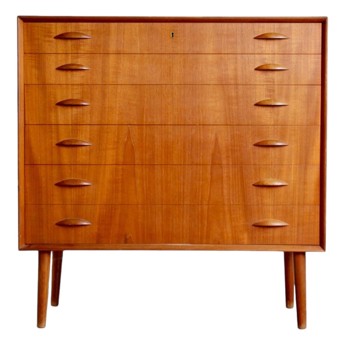 Comò Highboy a fetta d'arancia di Johannes Sorth in teak