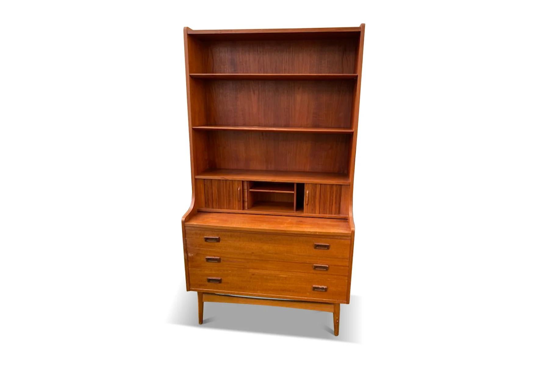 Mid-Century Modern Johannes sorth teak bookcase / secretary desk For Sale