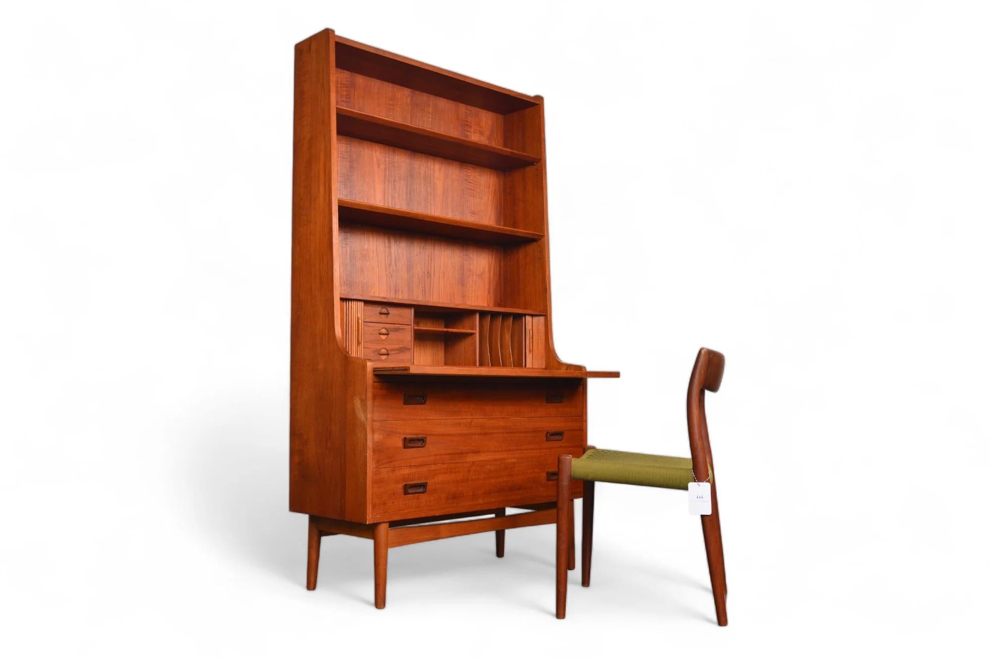 Mid-Century Modern Johannes Sorth Teak Bookcase / Secretary Desk For Sale